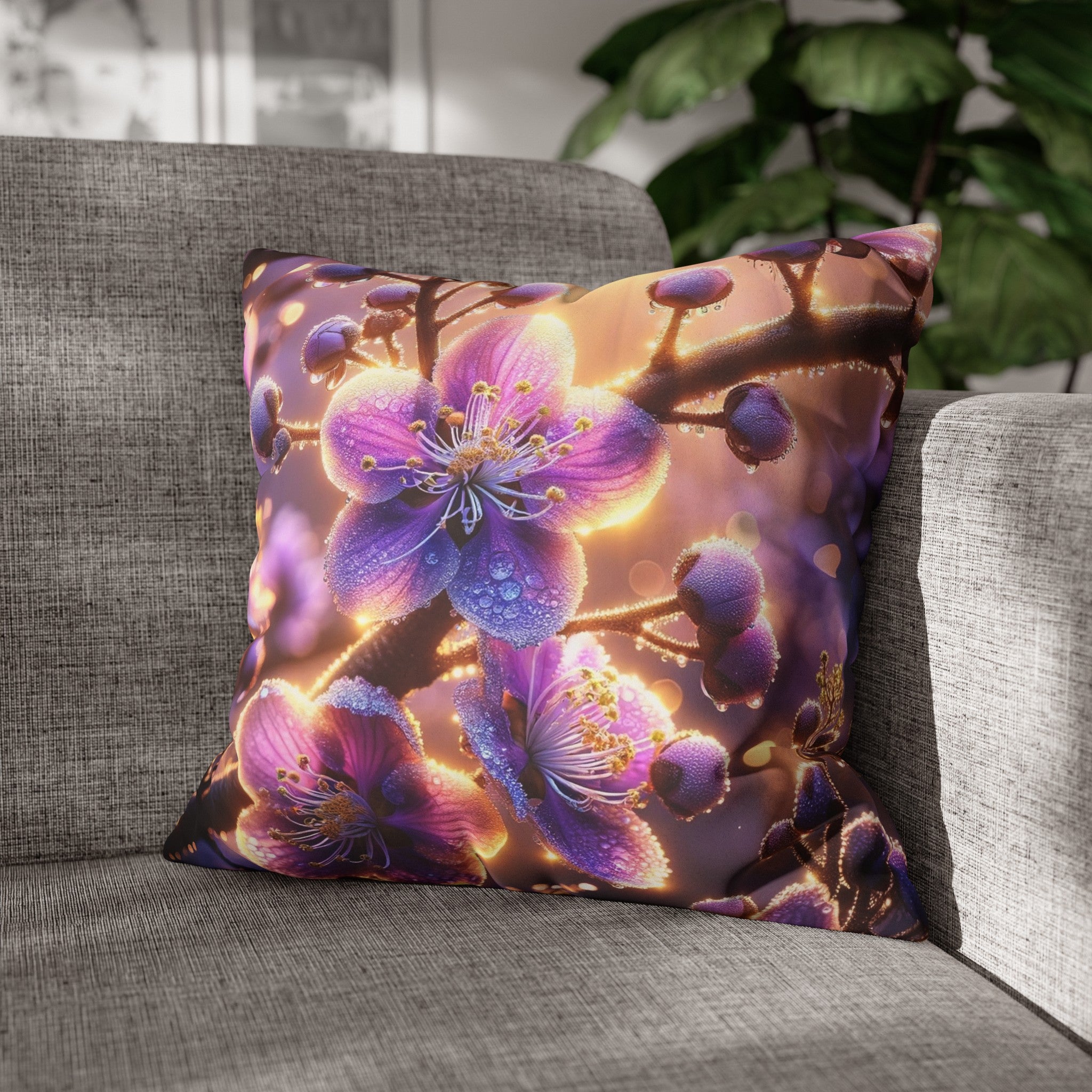 Purple diamond flowers (2) - Suede Square Pillowcase