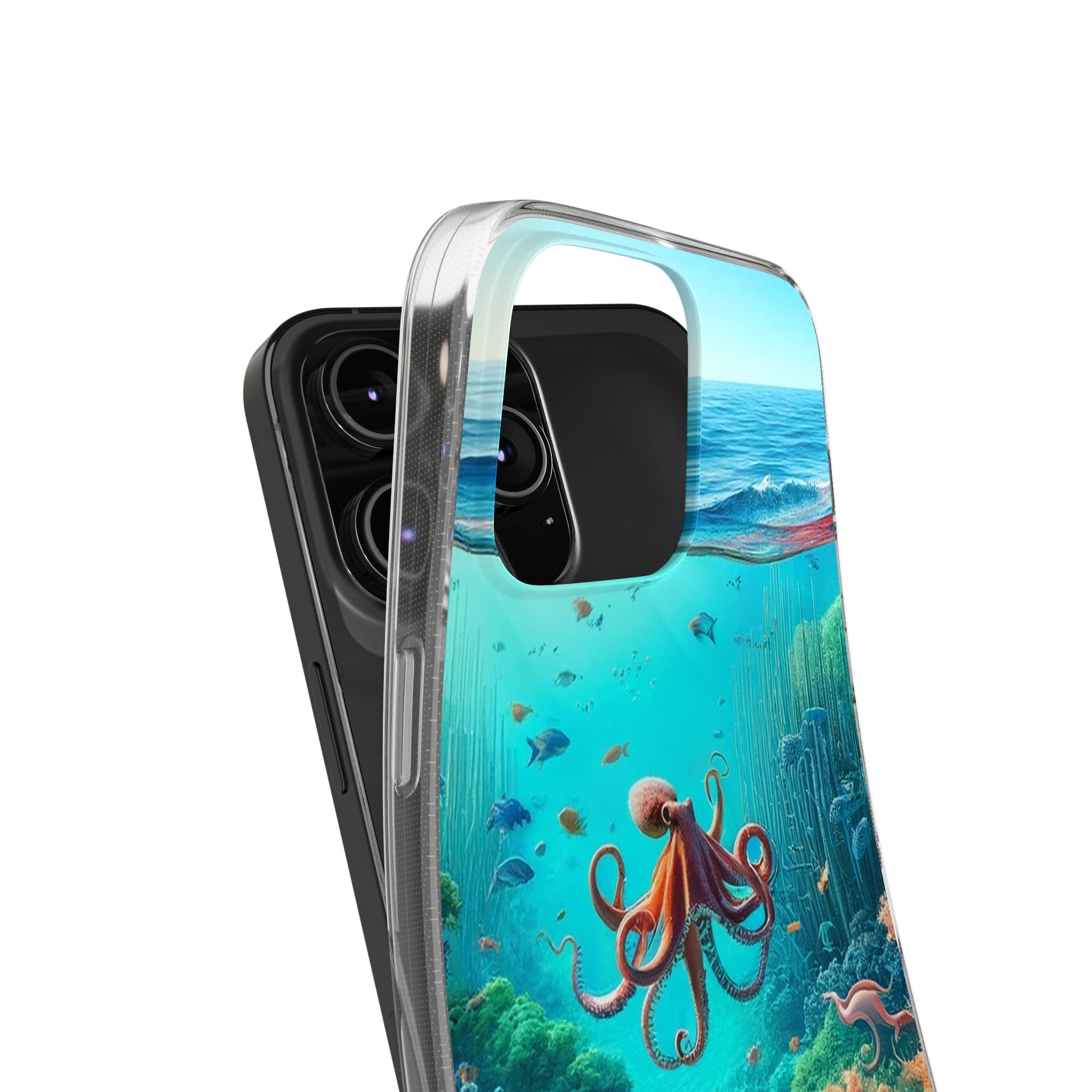 Octopus in turquoise water - Soft Phone Case