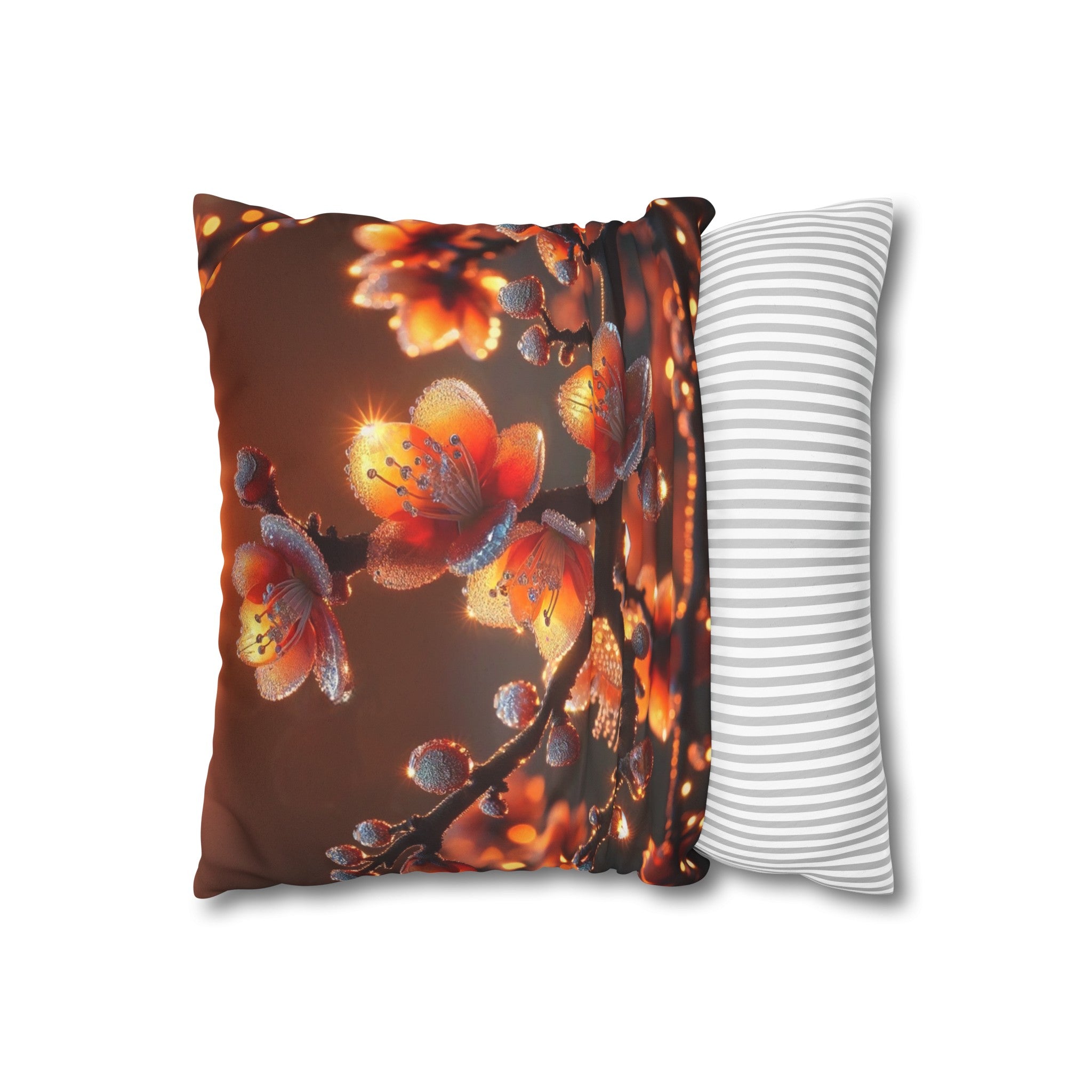 Orange diamond flowers (1) - Suede Square Pillowcase