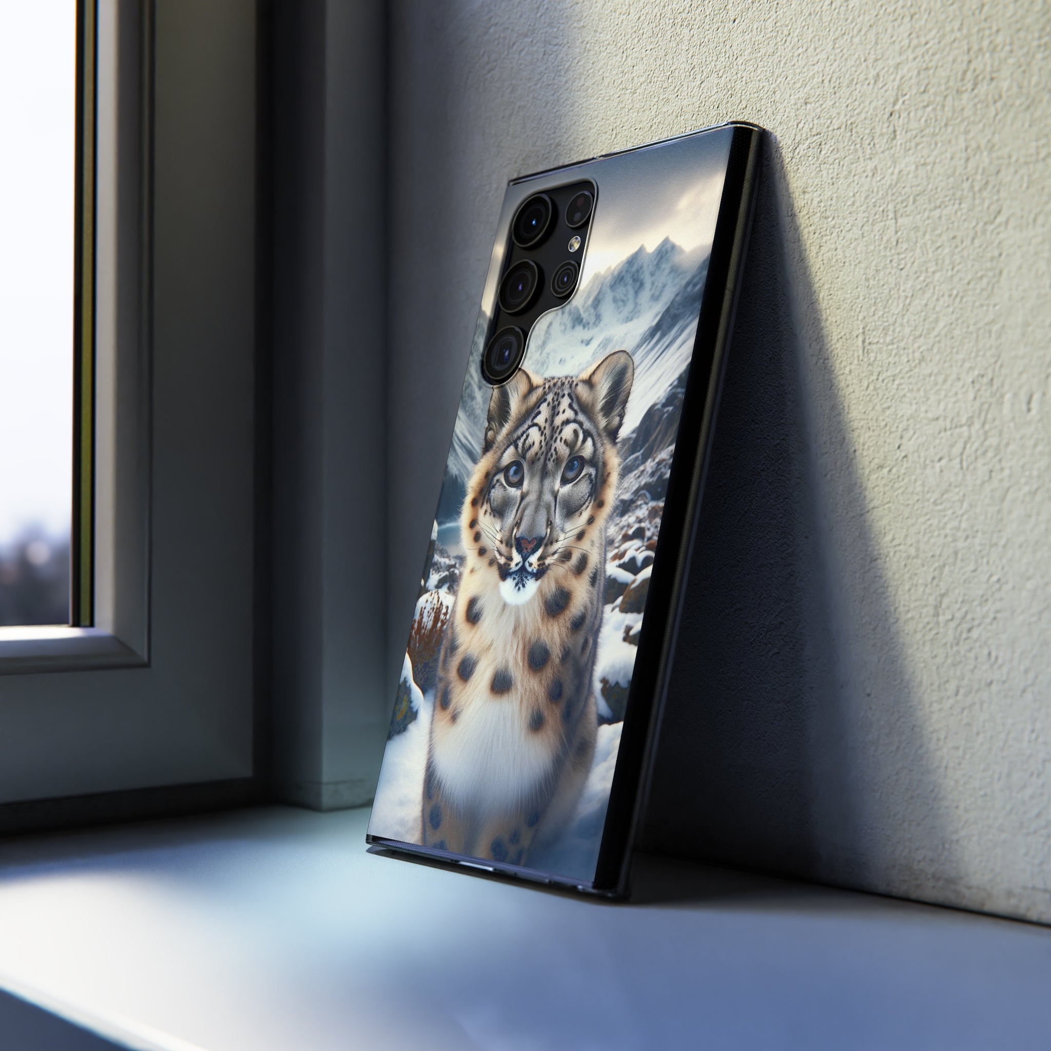 Curious Snow Leopard - Soft Phone Case