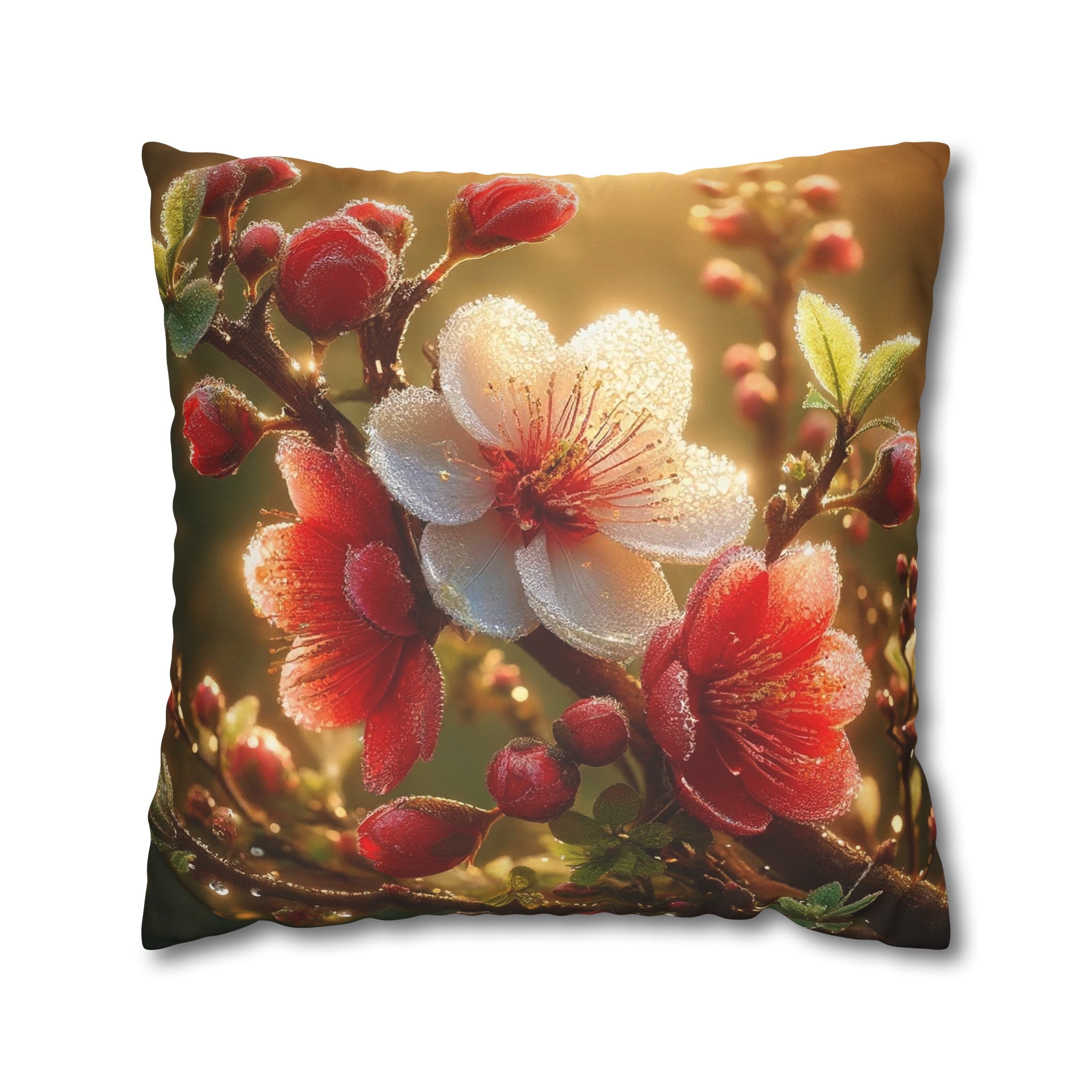 Red diamond flowers (4) - Suede Square Pillowcase