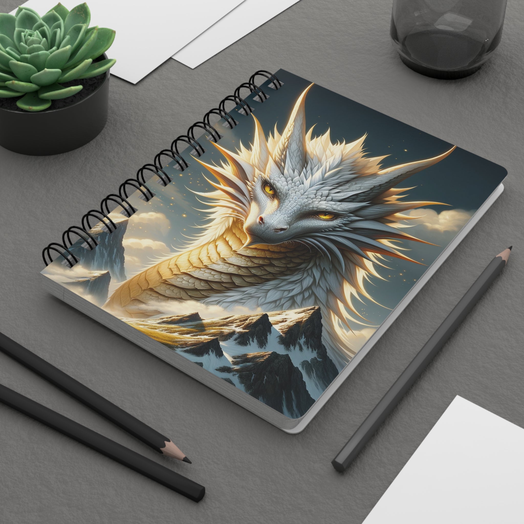 A curious, golden dragon - Spiral Notebook