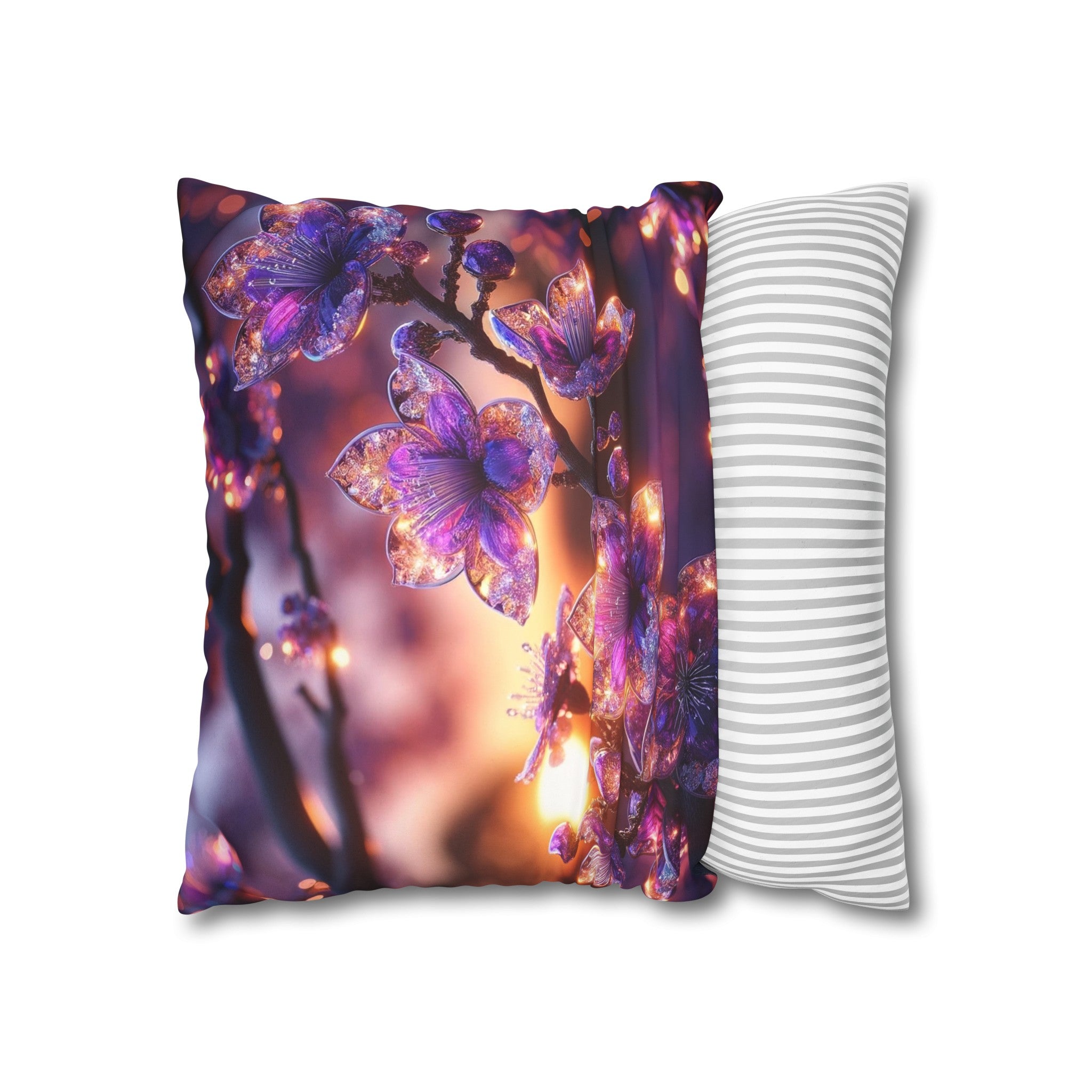 Purple diamond flowers (4) - Suede Square Pillowcase