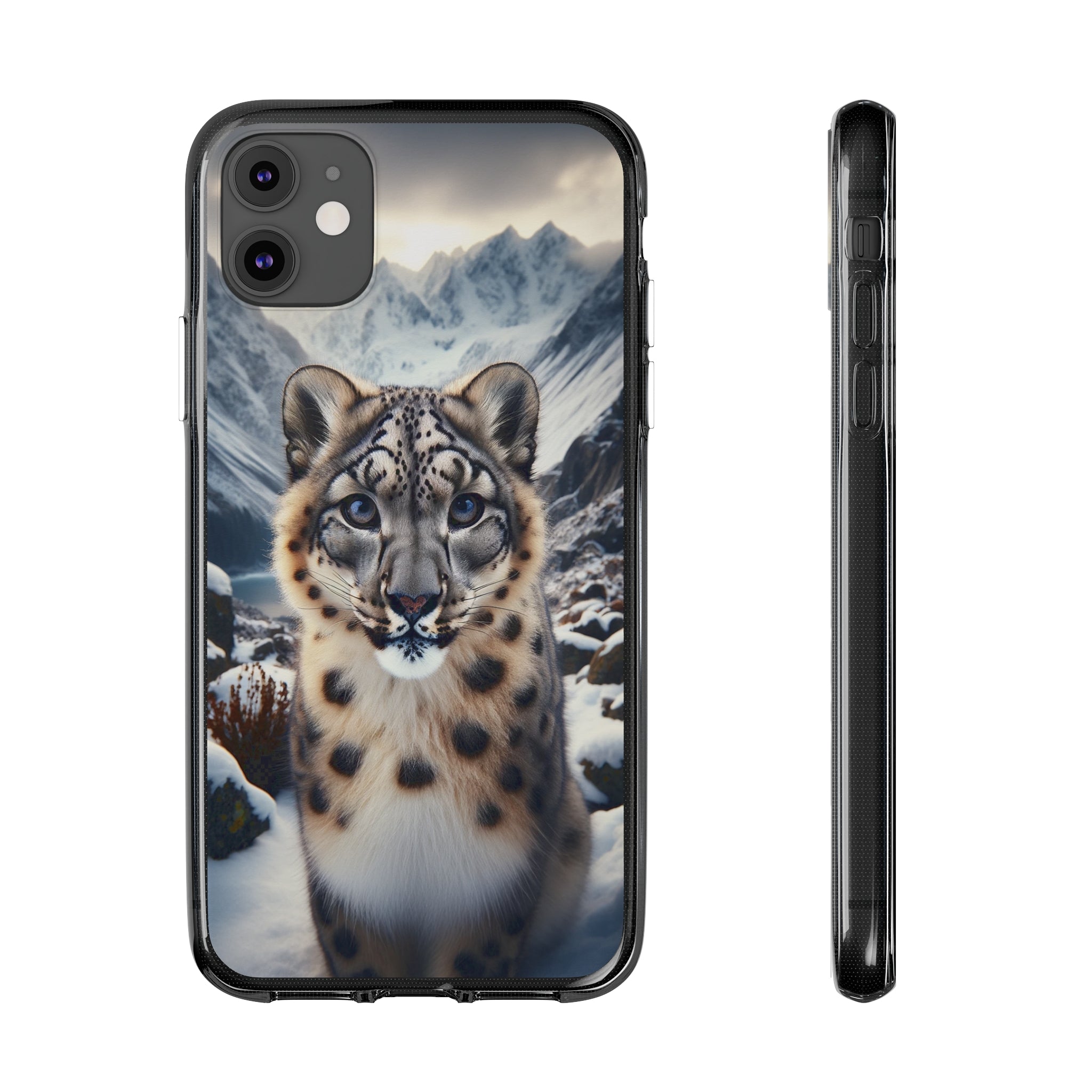 Curious Snow Leopard - Soft Phone Case