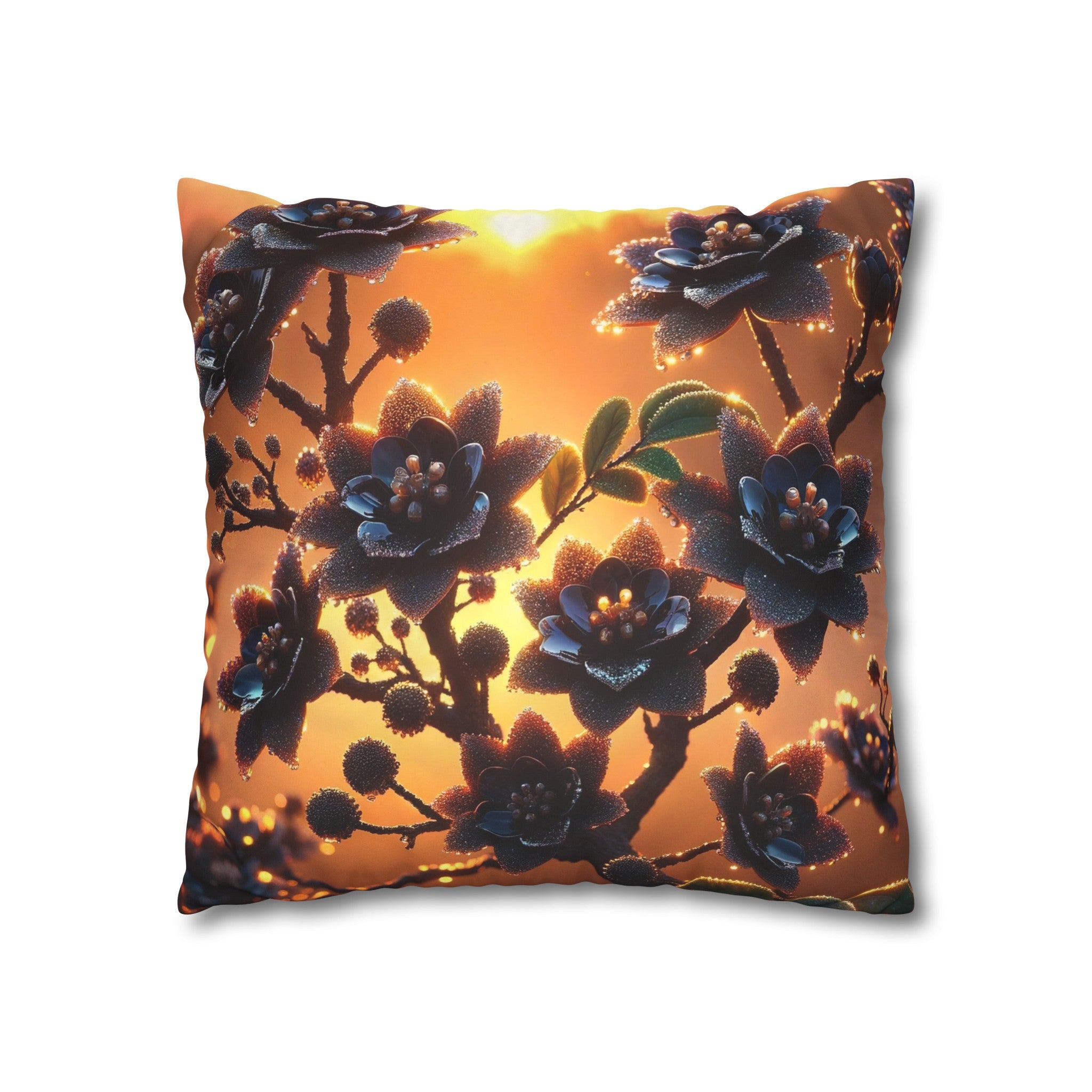 Black diamond flowers (3) - Suede Square Pillowcase