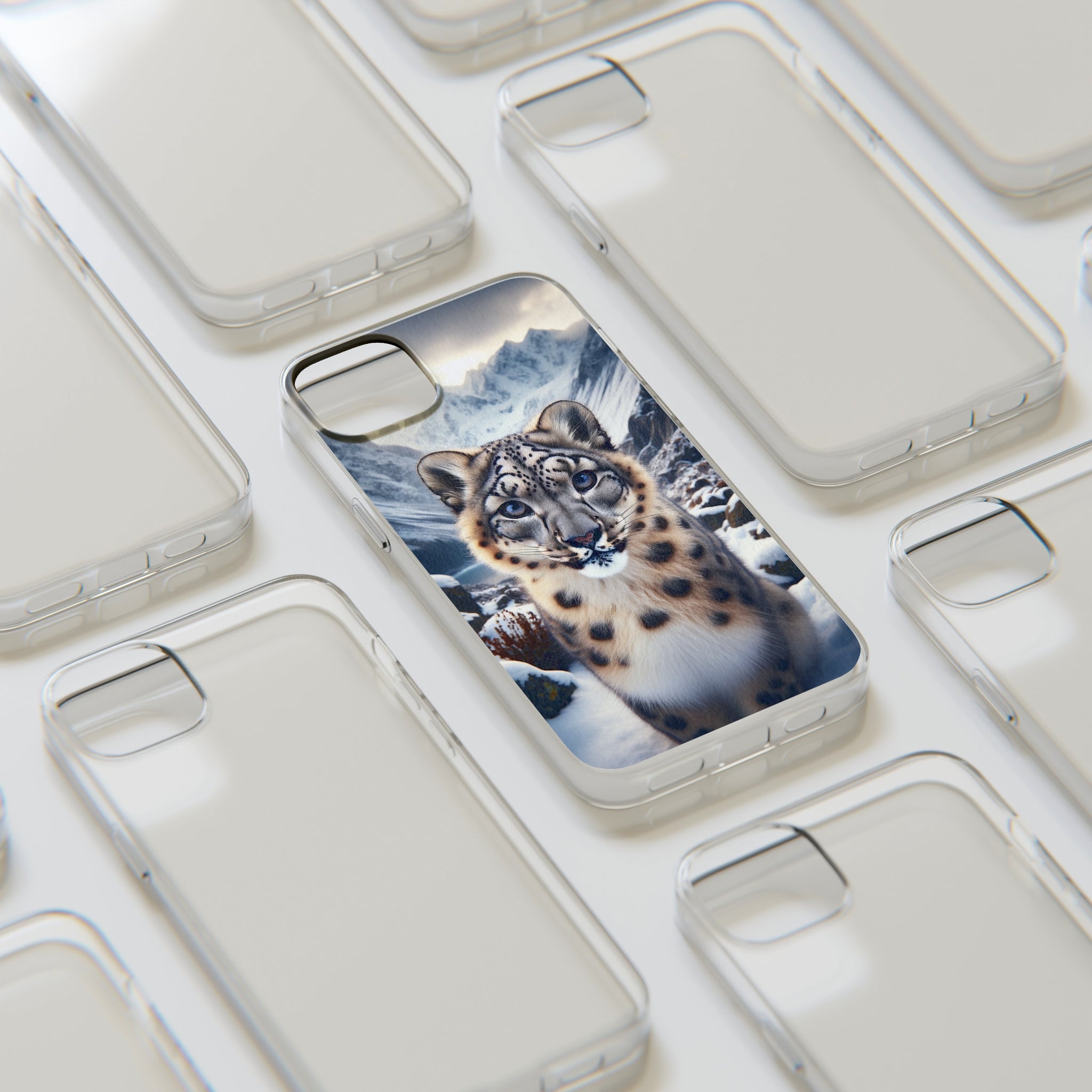 Curious Snow Leopard - Soft Phone Case