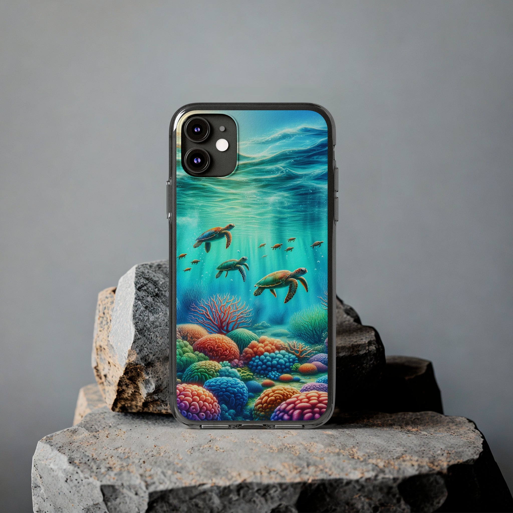 Turtles and coral reef - Soft Phone Case