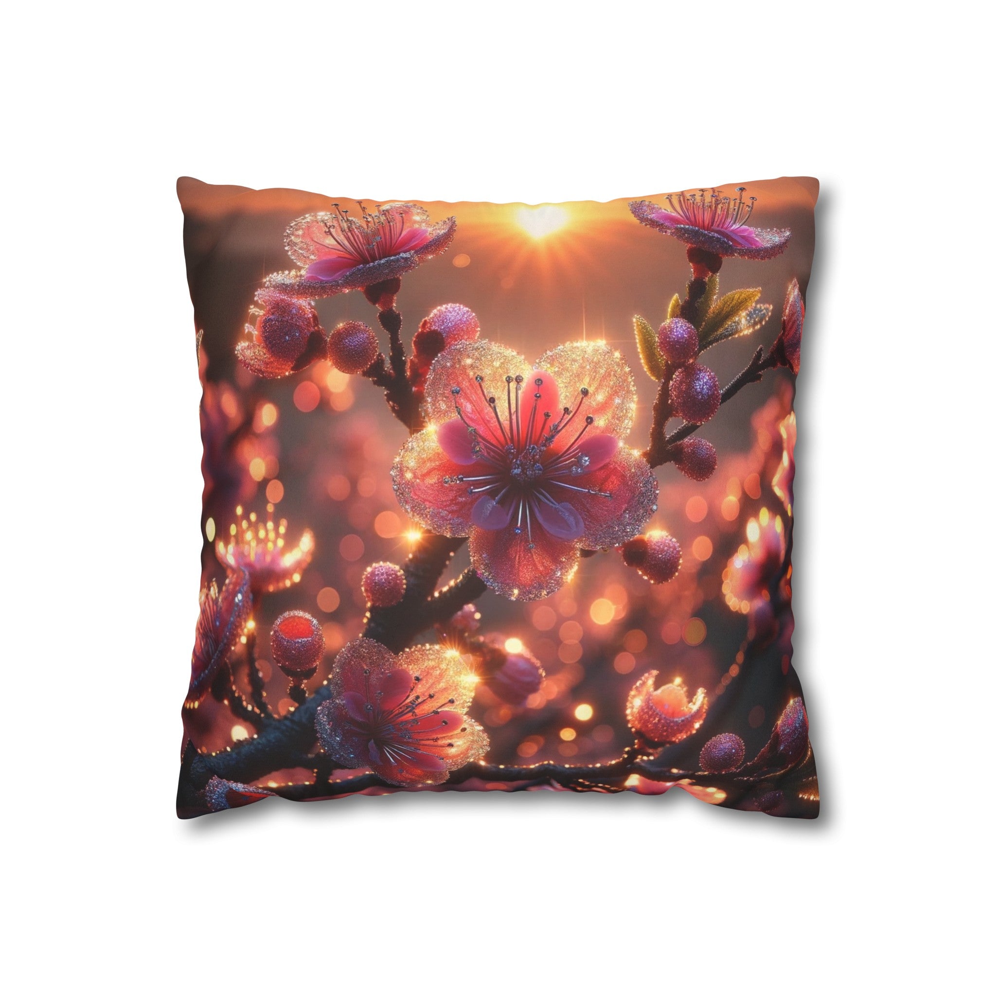 Pink diamond flowers (3) - Suede Square Pillowcase