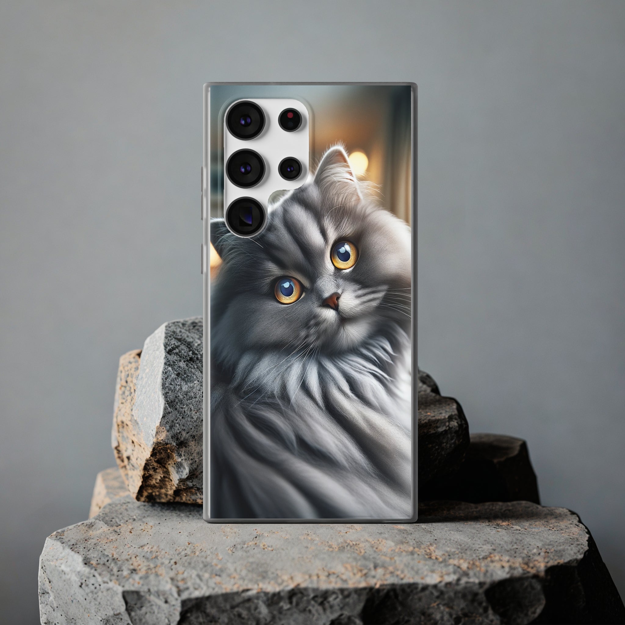 Curious, grey cat - Flexi Case (Samsung only)