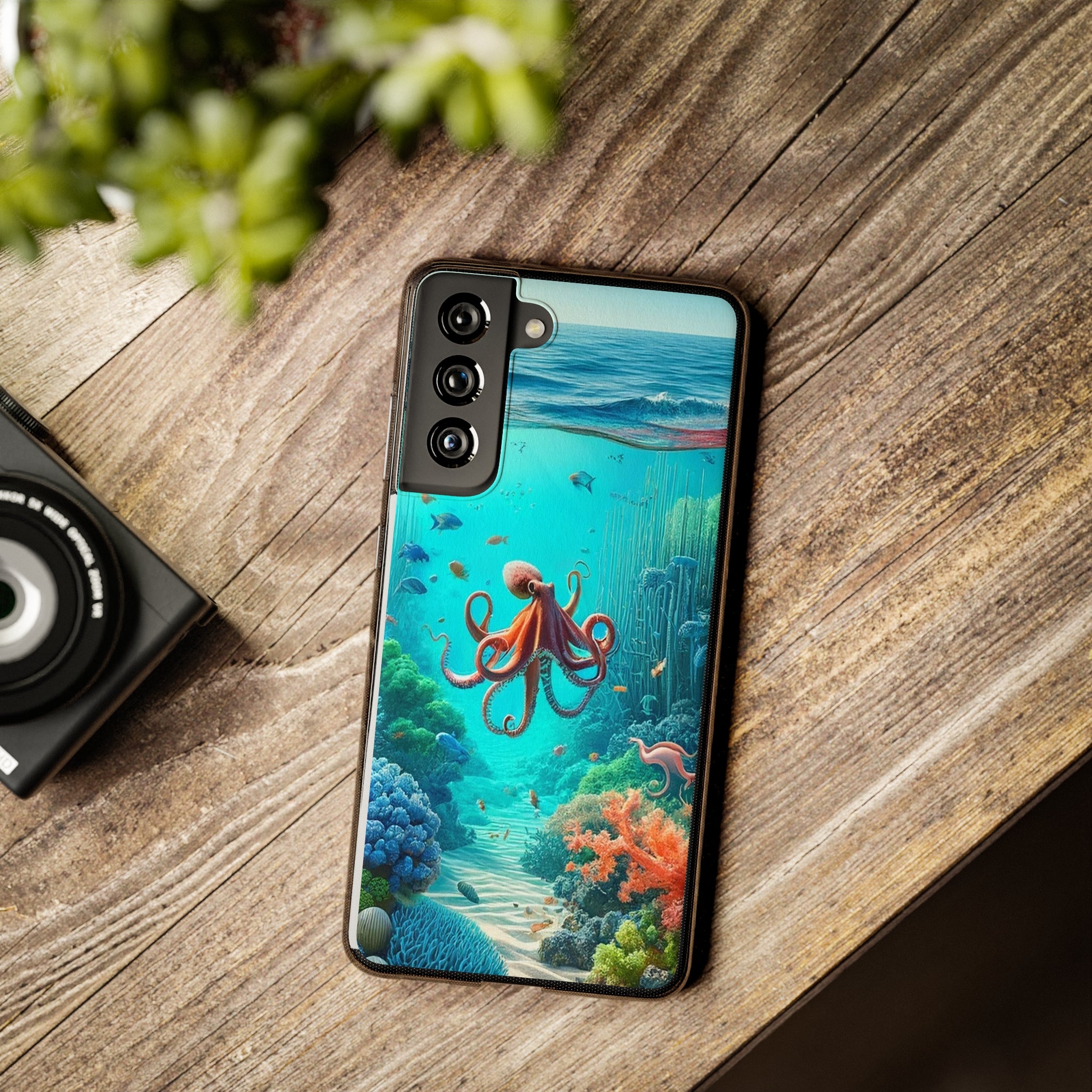 Octopus in turquoise water - Soft Phone Case