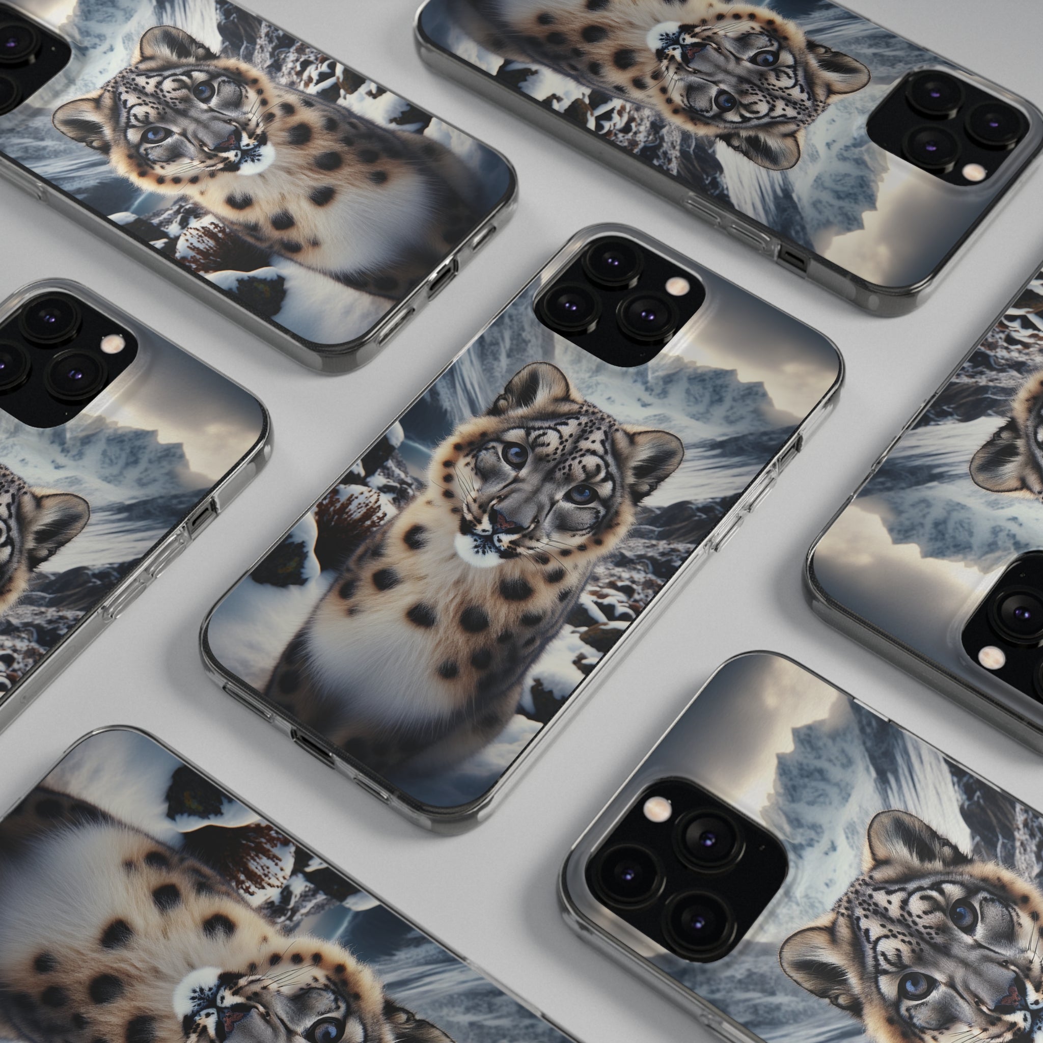 Curious Snow Leopard - Soft Phone Case