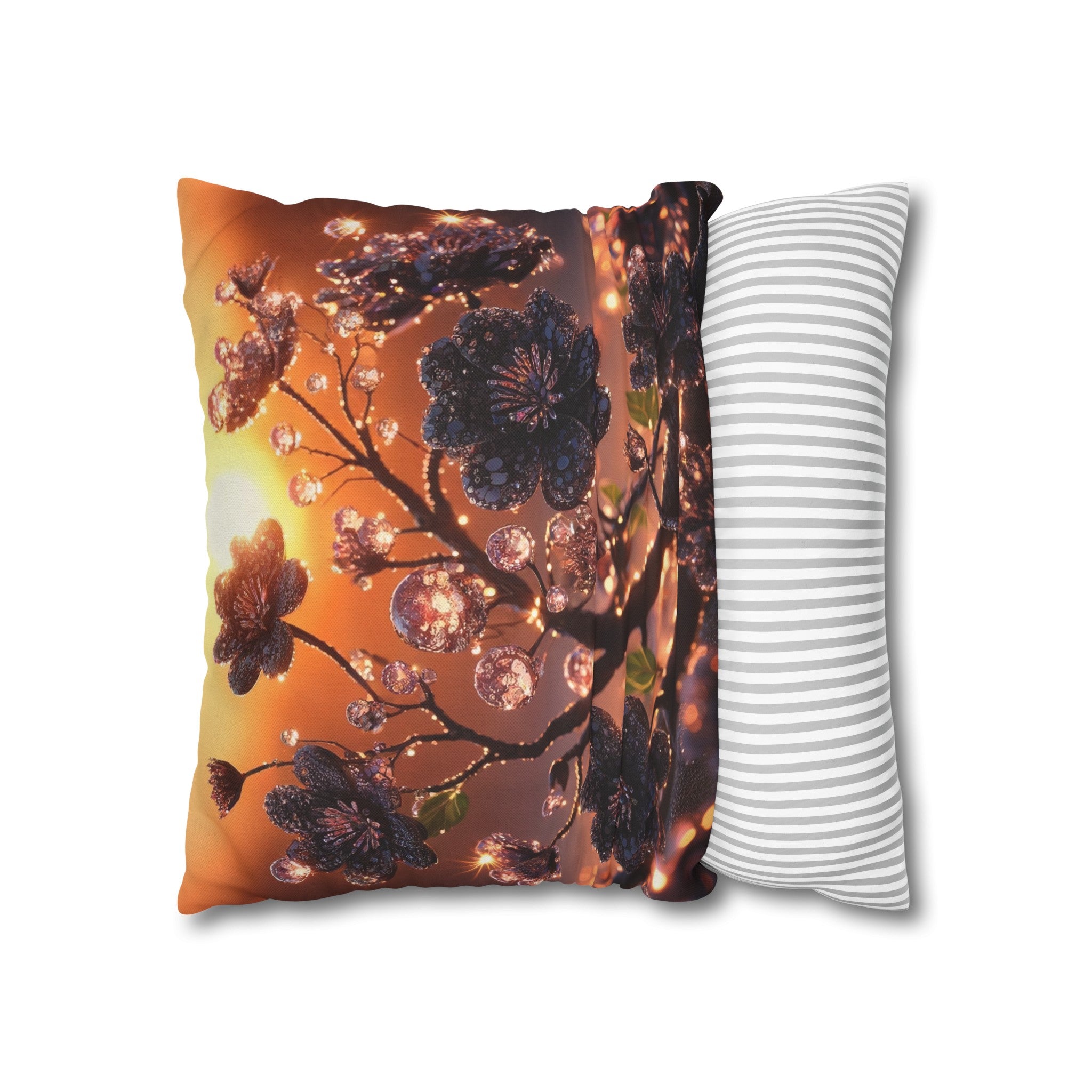 Black diamond flowers (2) - Polyester Square Pillowcase