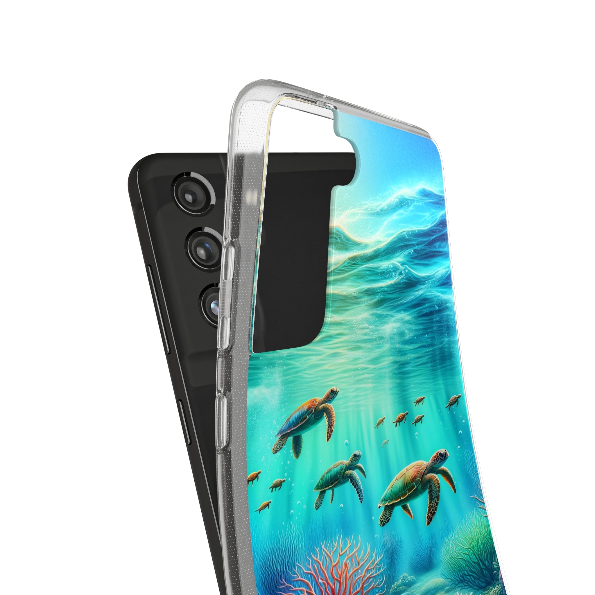 Turtles and coral reef - Soft Phone Case