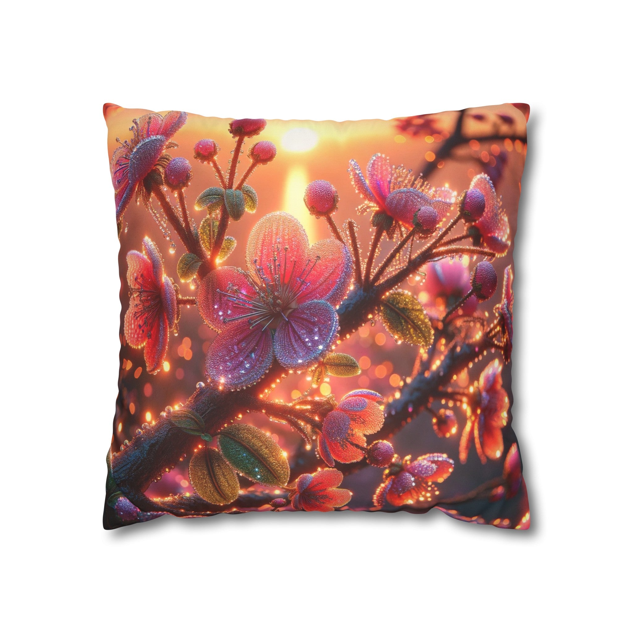 Pink diamond flowers (2) - Suede Square Pillowcase