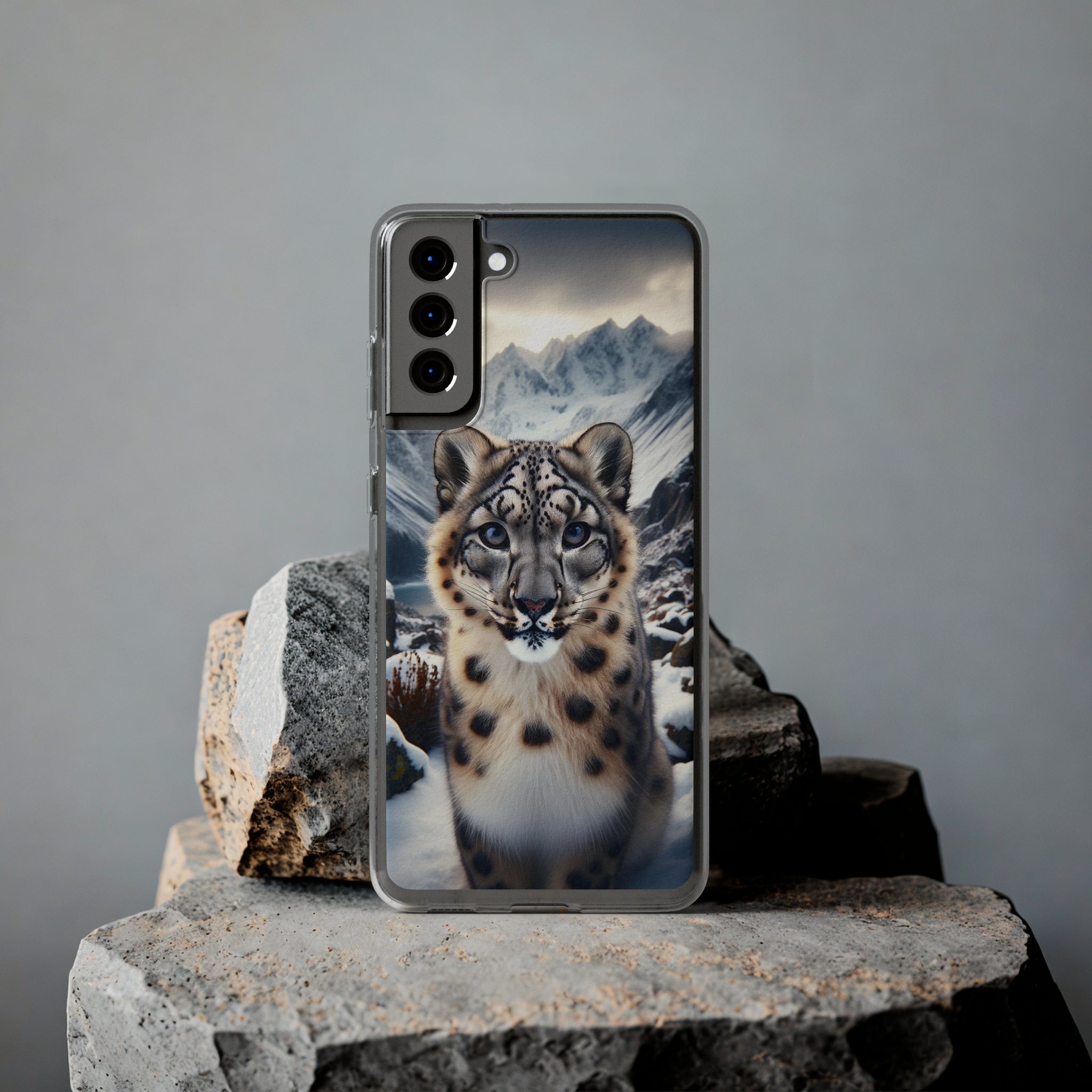 Curious Snow Leopard - Soft Phone Case