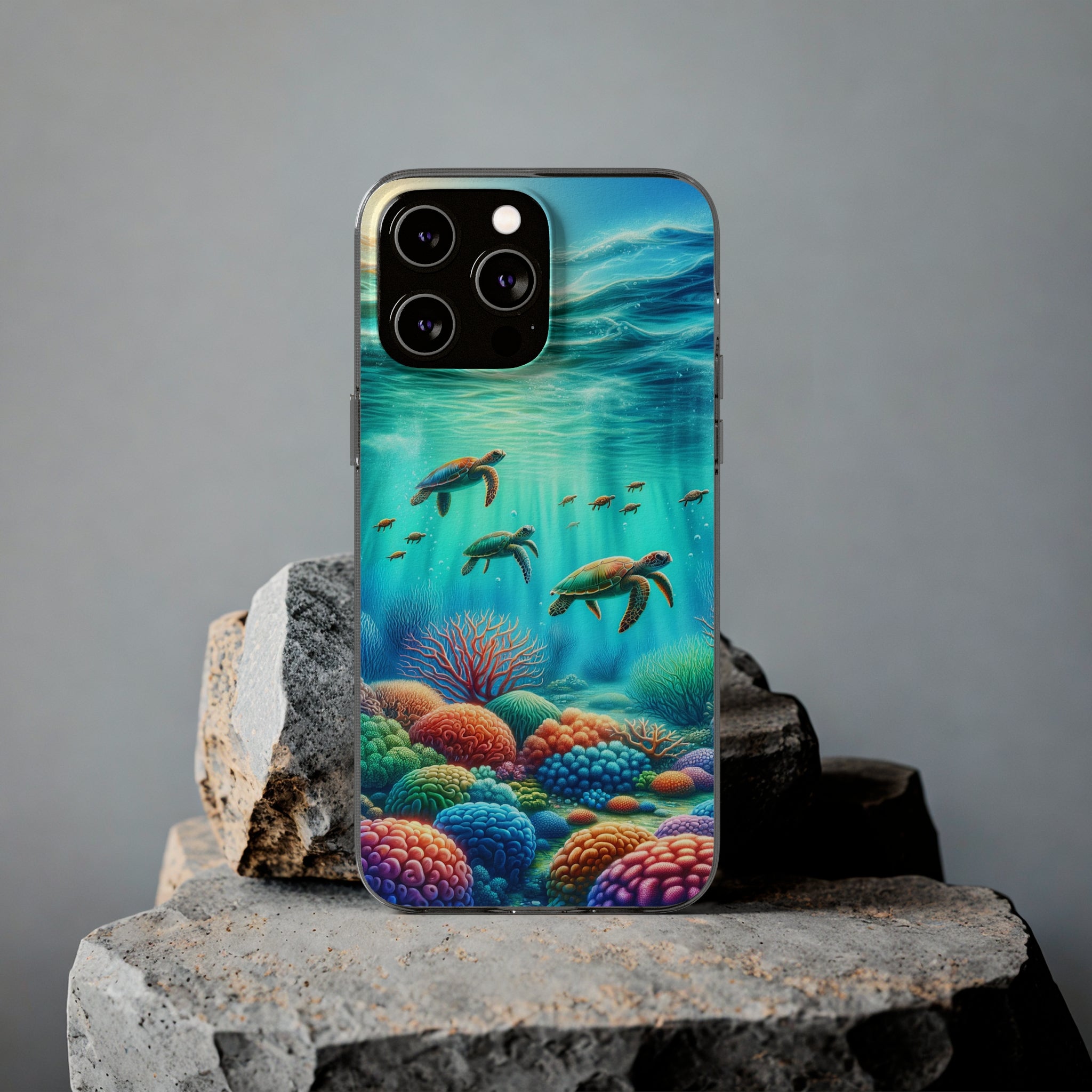 Turtles and coral reef - Soft Phone Case