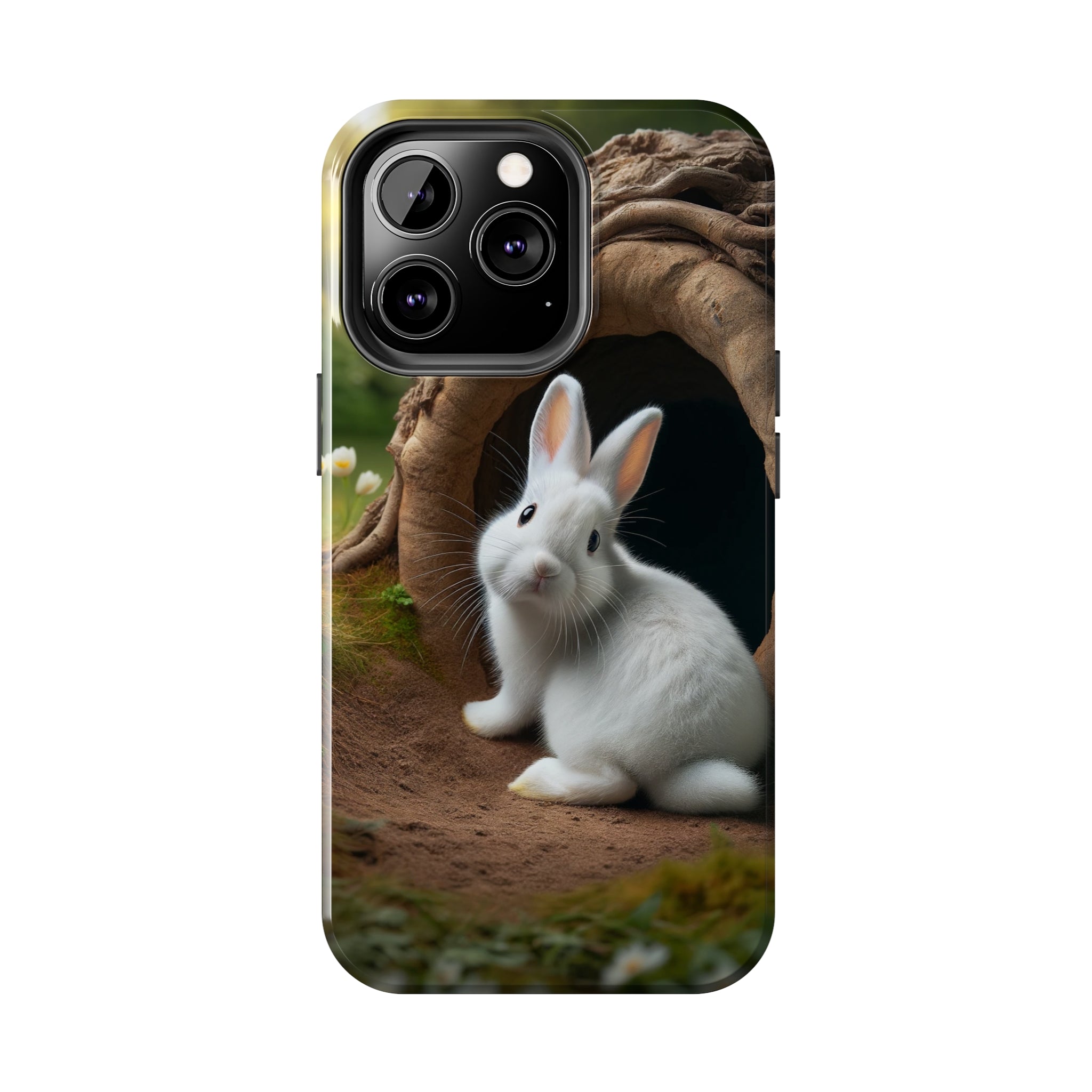 White curious rabbit - Tough Phone Case