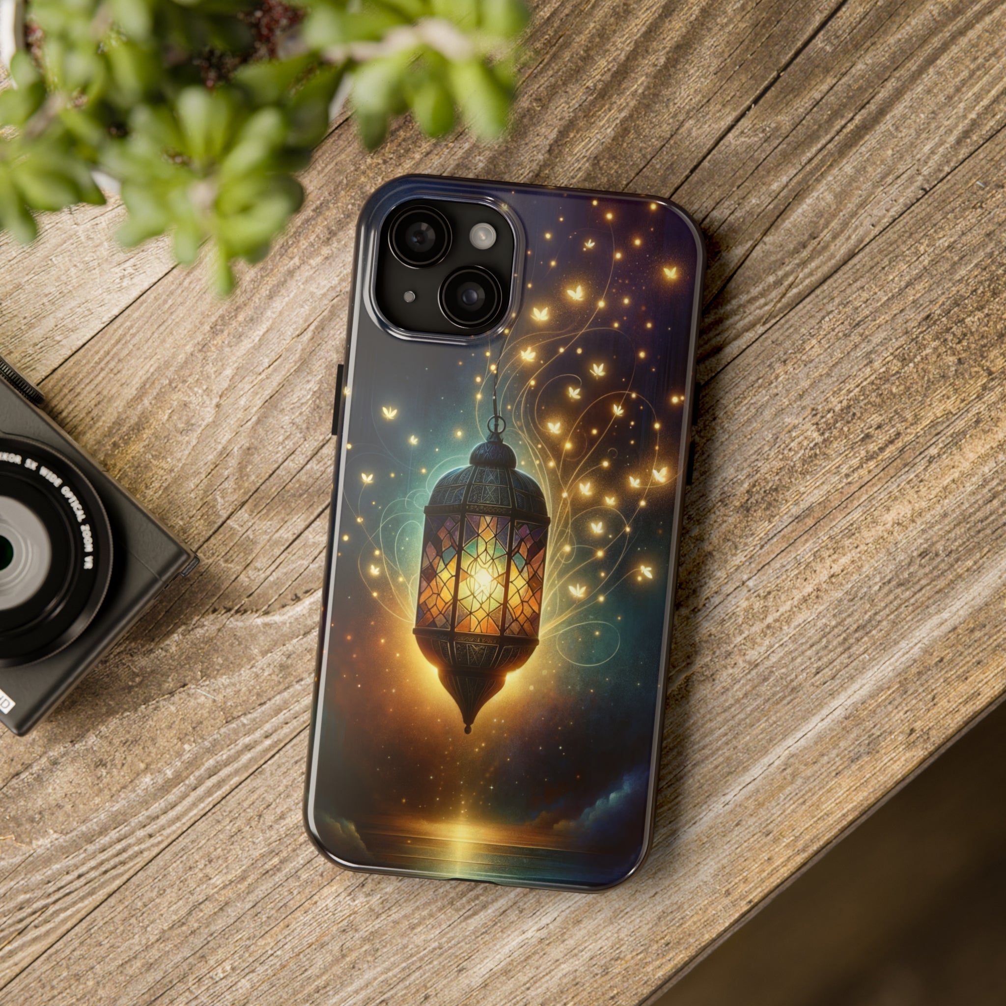 Fireflies around lamp - Tough Phone Case