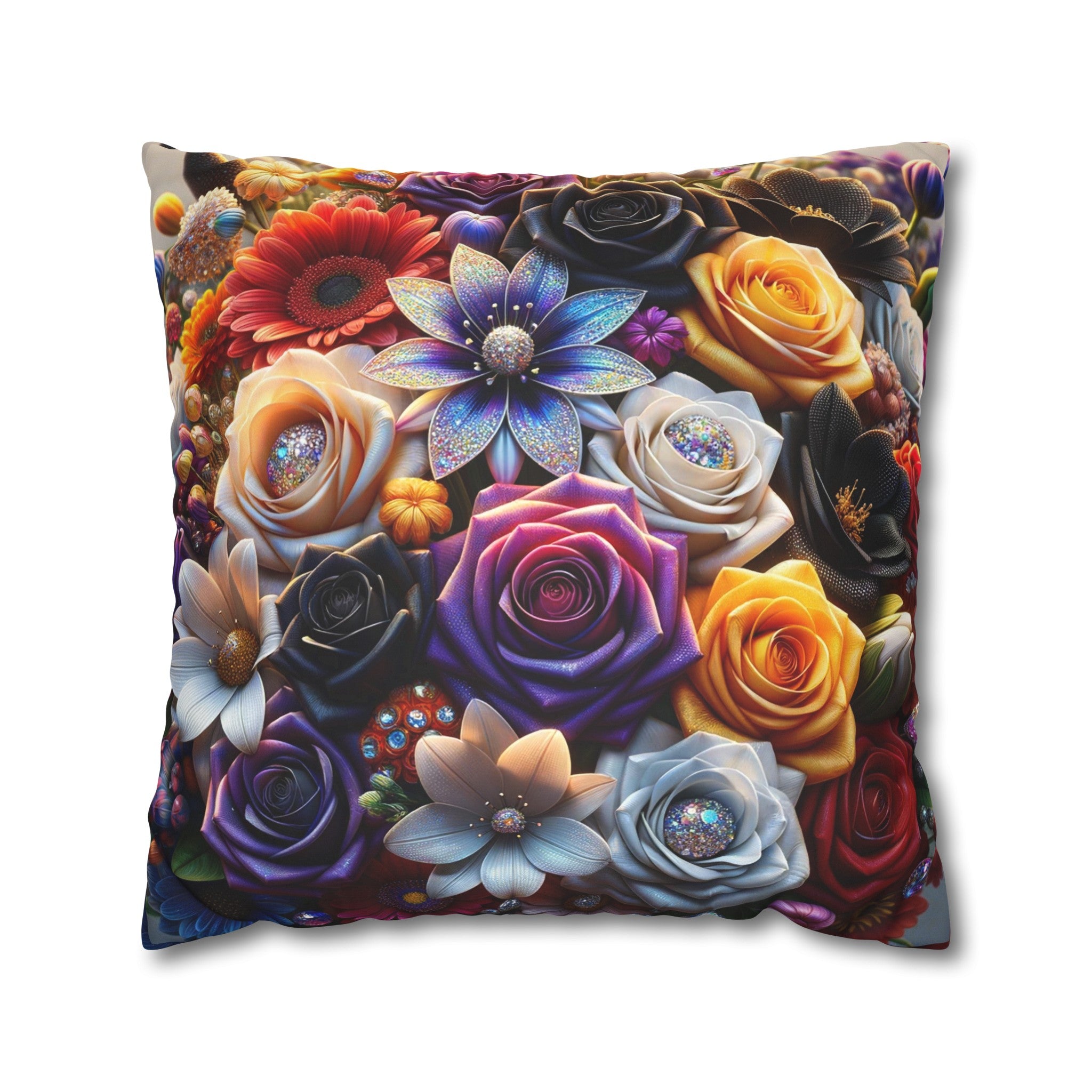 Colourful Bouquet (4) - Suede Square Pillowcase