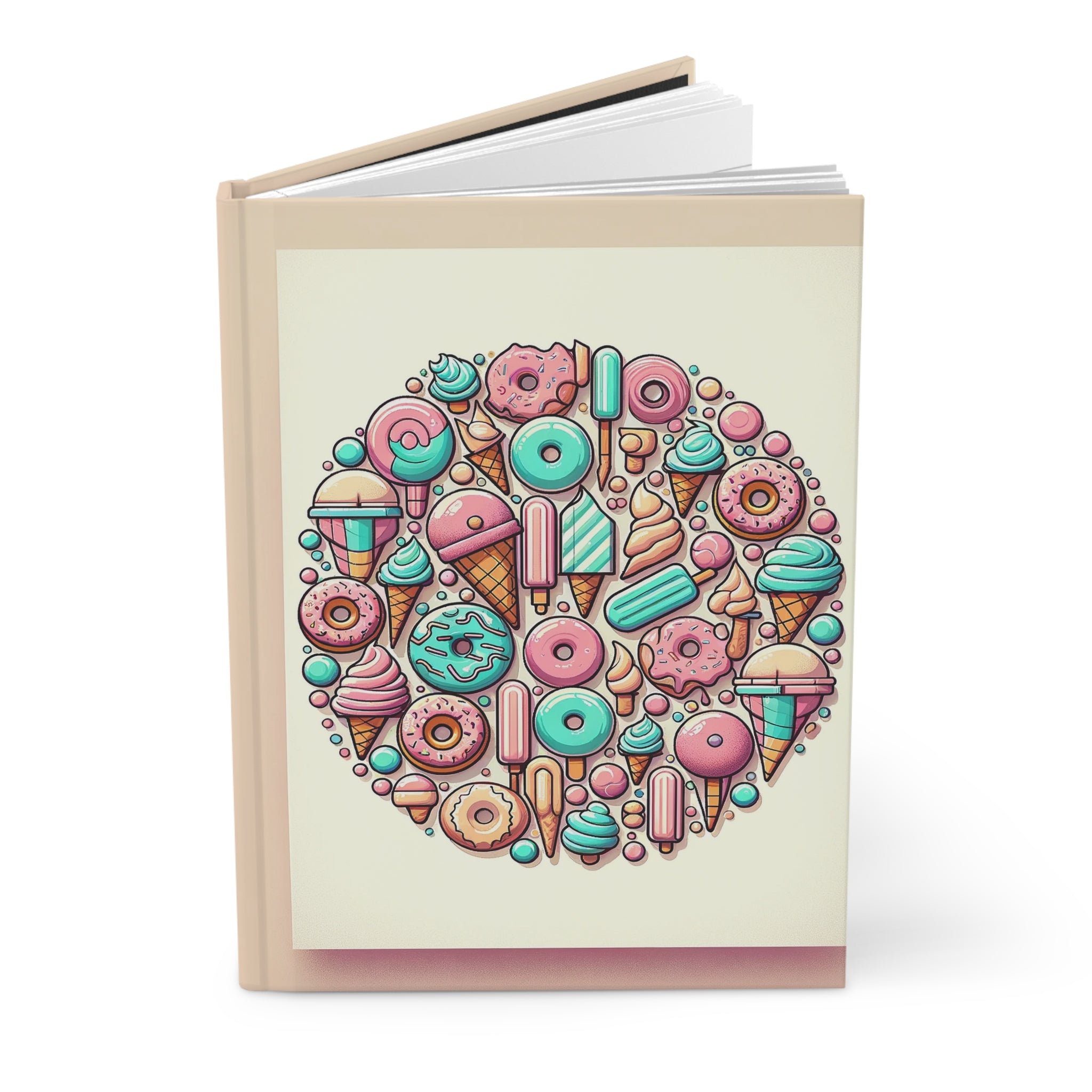 Circle of donuts and ice cream - Hardcover Notebook