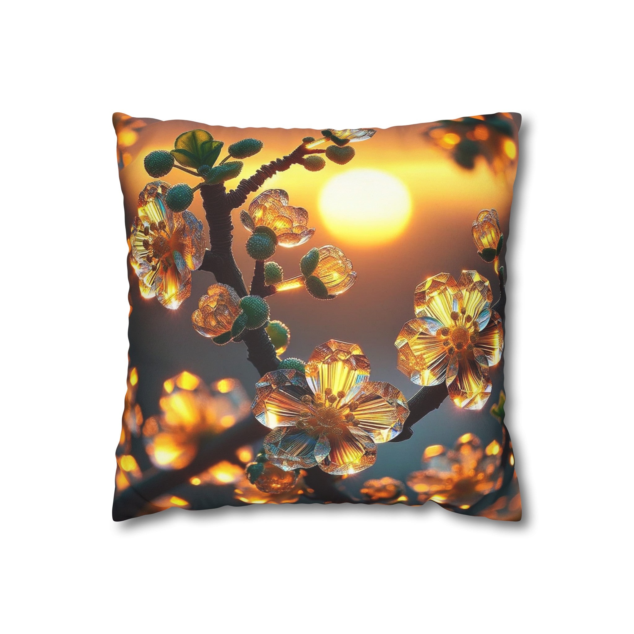 Yellow diamond flowers (4) - Suede Square Pillowcase