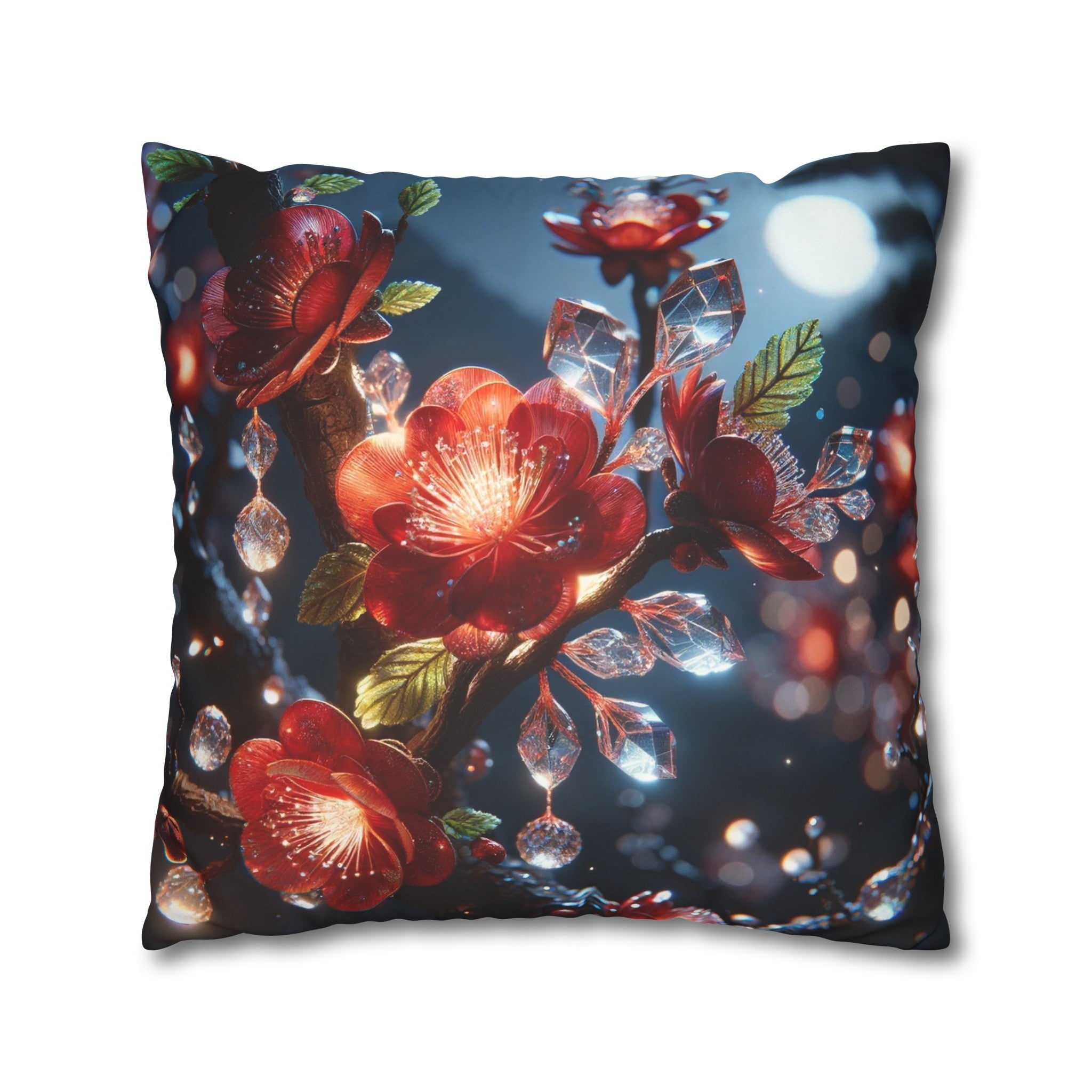 Red diamond flowers (5) - Suede Square Pillowcase