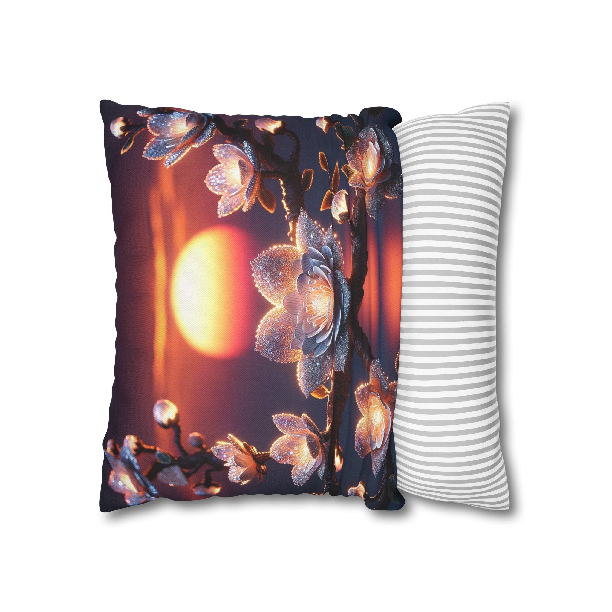 White diamond flowers (6) - Polyester Square Pillowcase