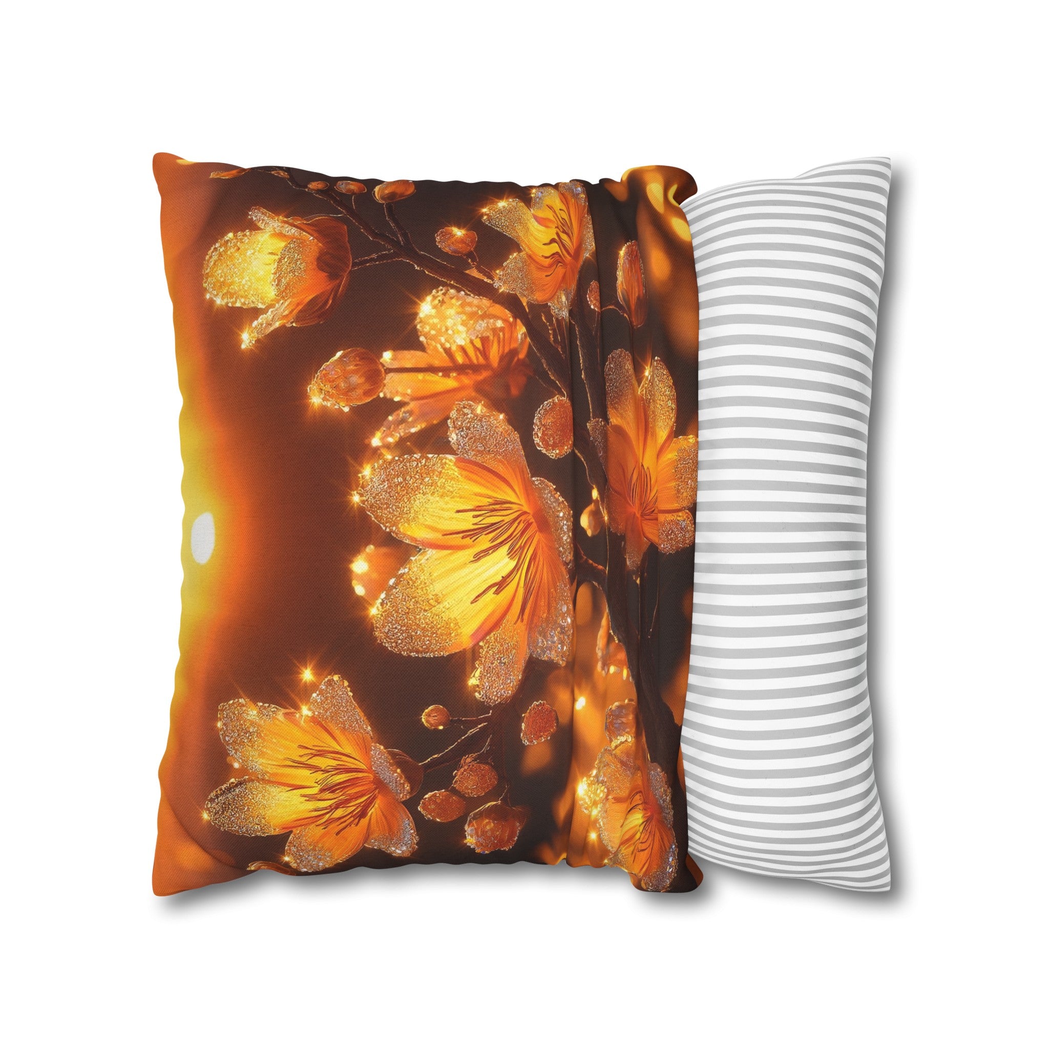 Yellow diamond flowers (3) - Polyester Square Pillowcase