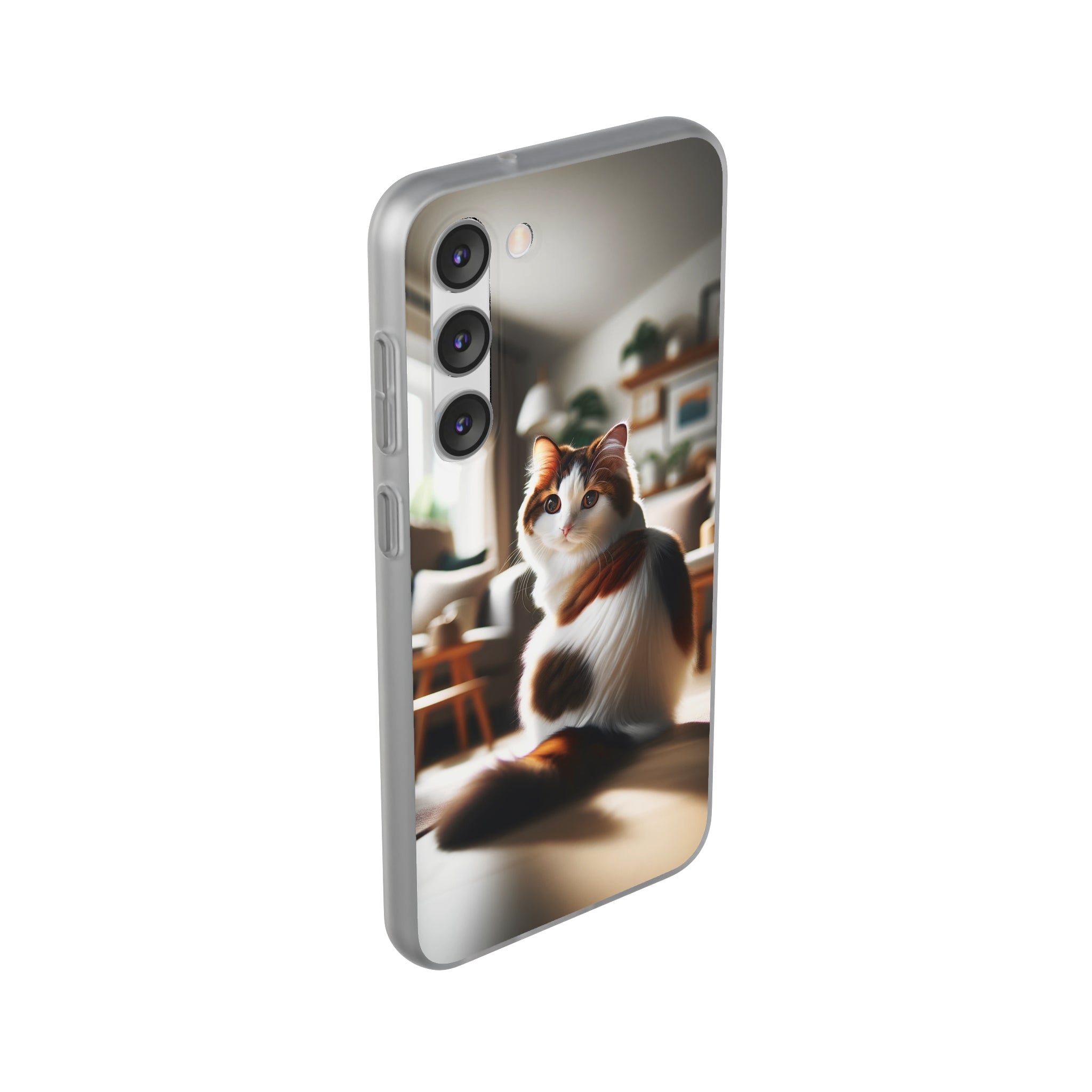 Curious, white-brown cat - Flexi Case (Samsung only)