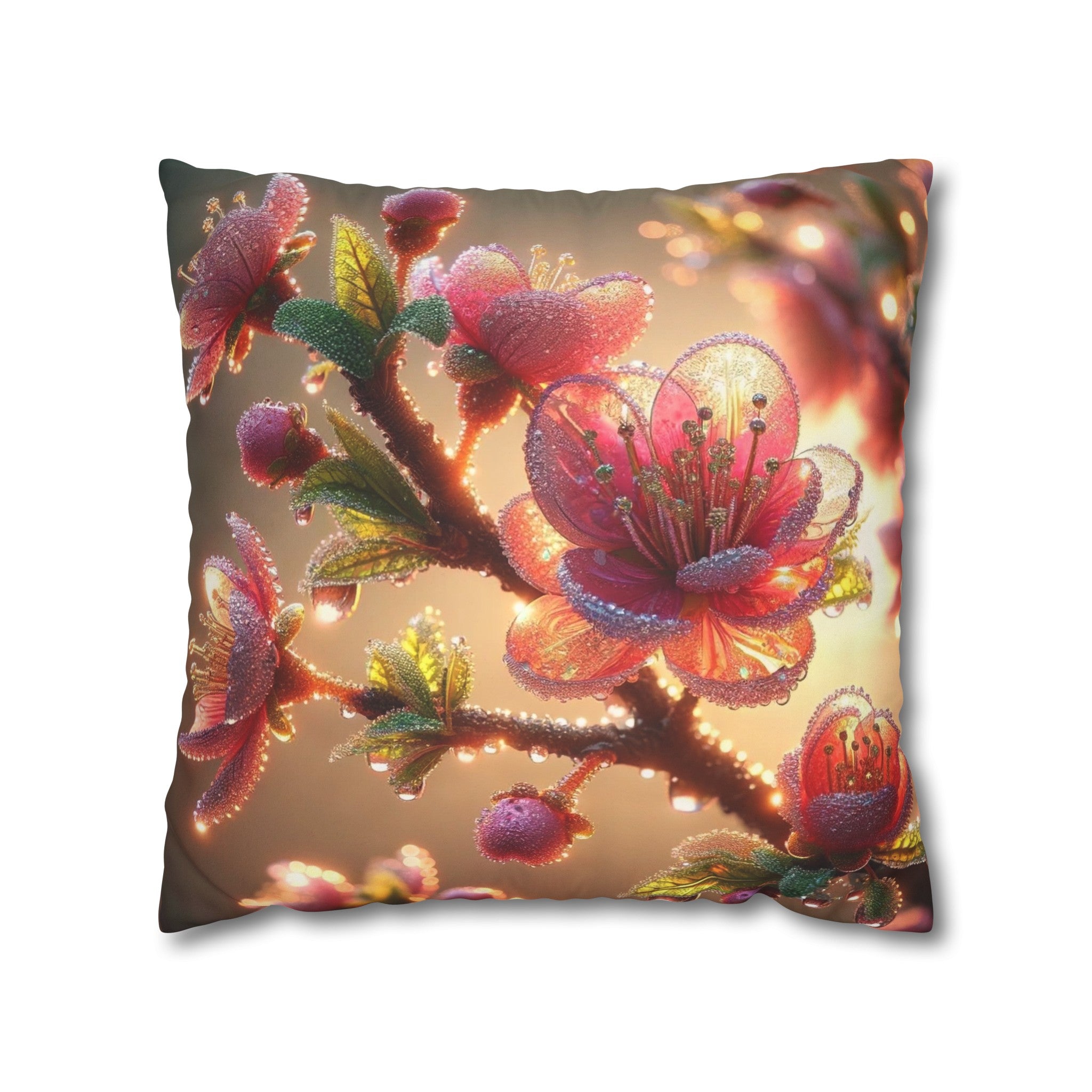 Pink diamond flowers (1) - Suede Square Pillowcase