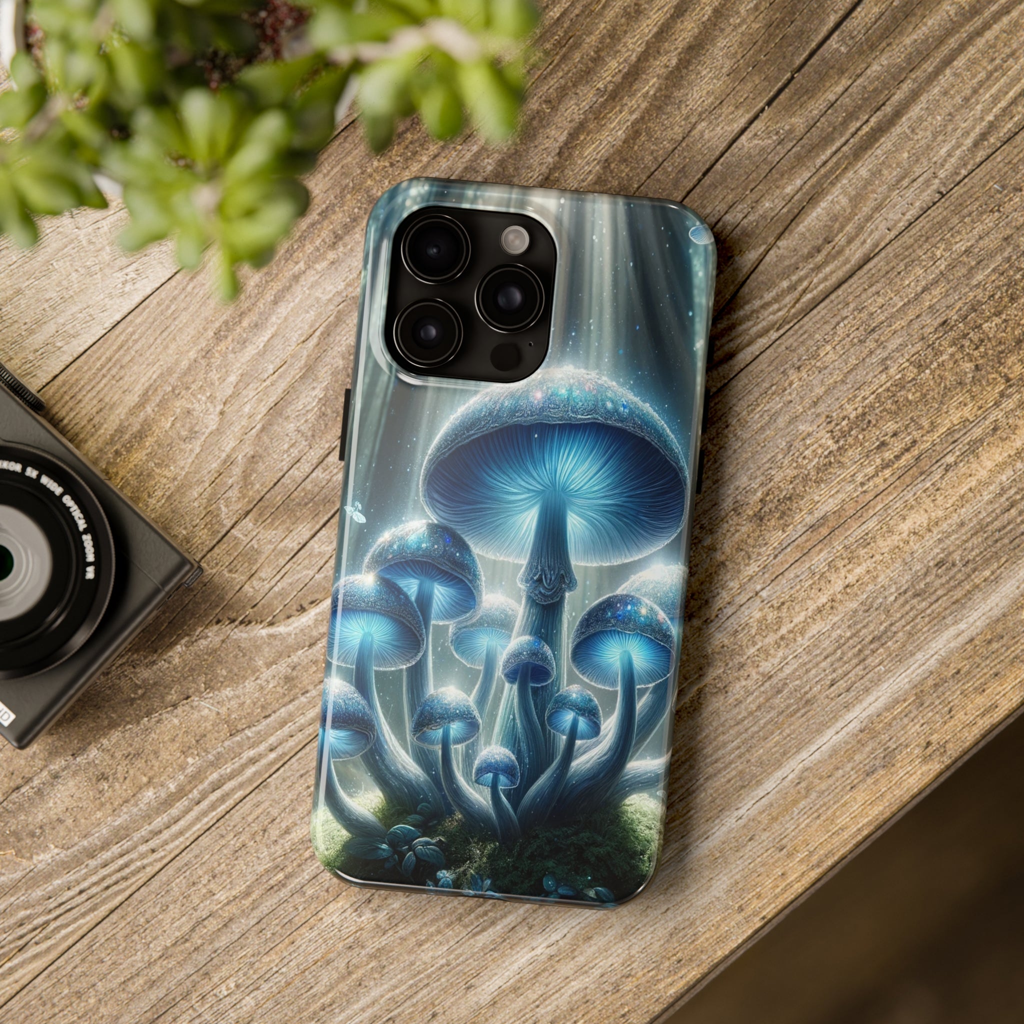 Light blue mushrooms - Tough Phone Case