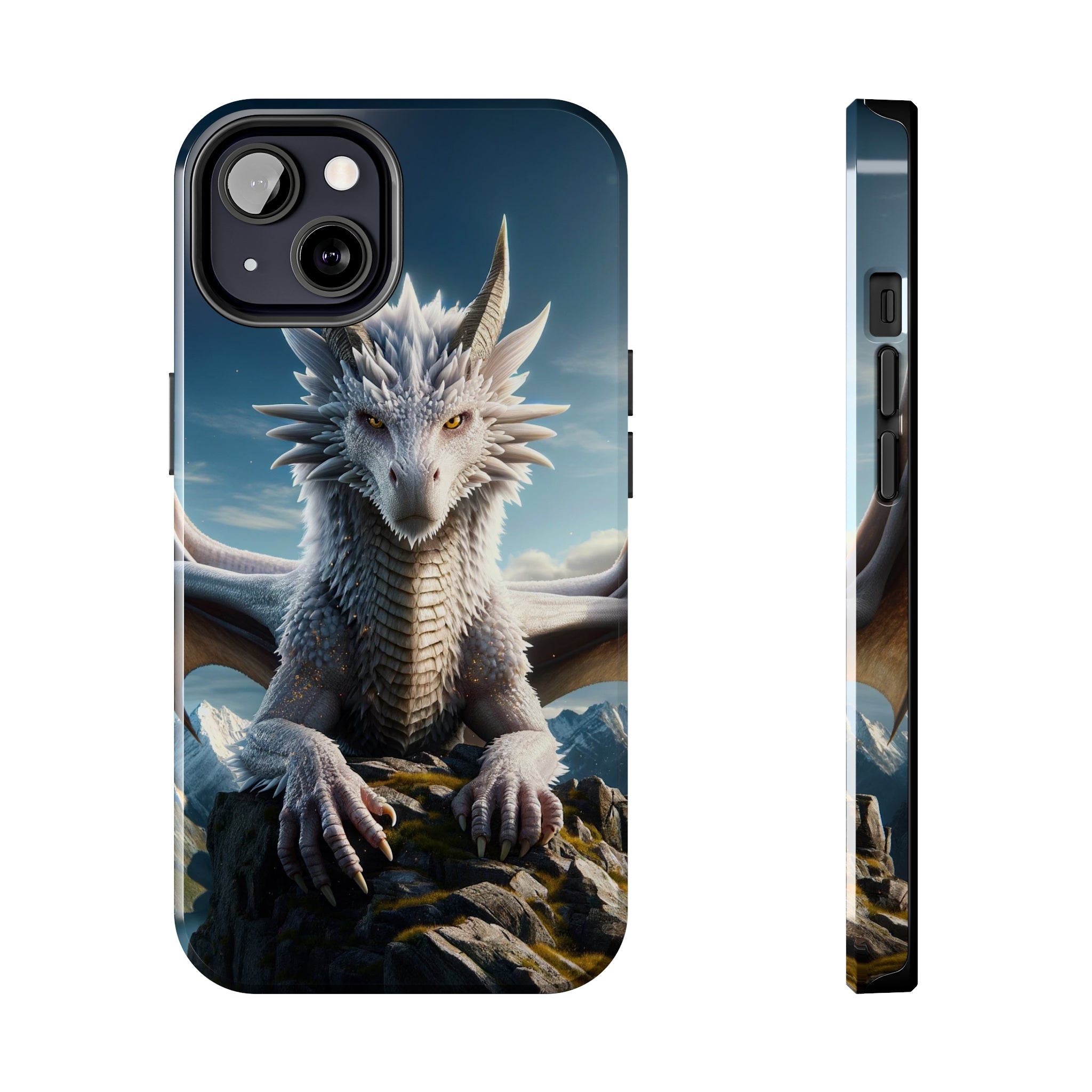 White dragon on a rock - Tough Phone Case