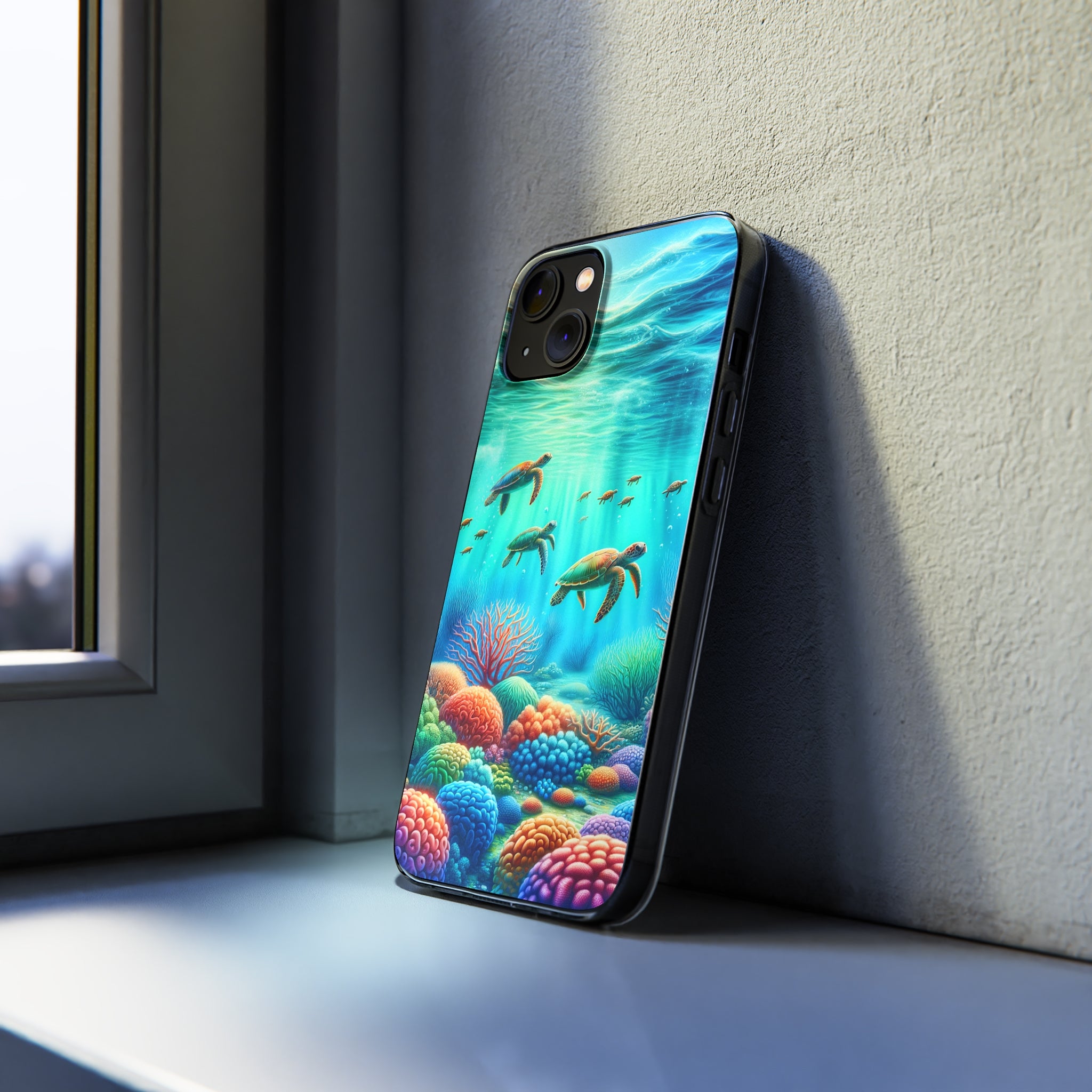 Turtles and coral reef - Soft Phone Case