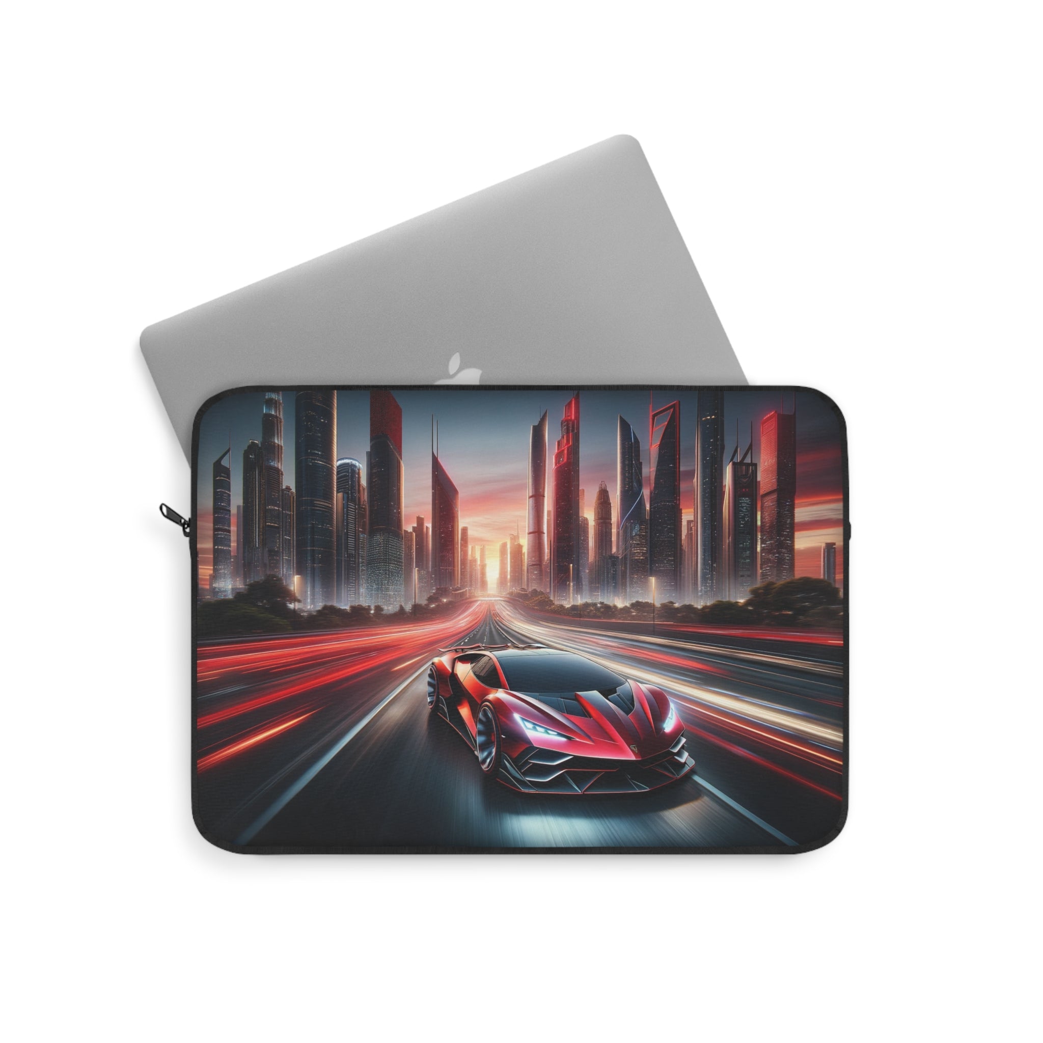 Red car speeding on the road - Laptop Sleeve