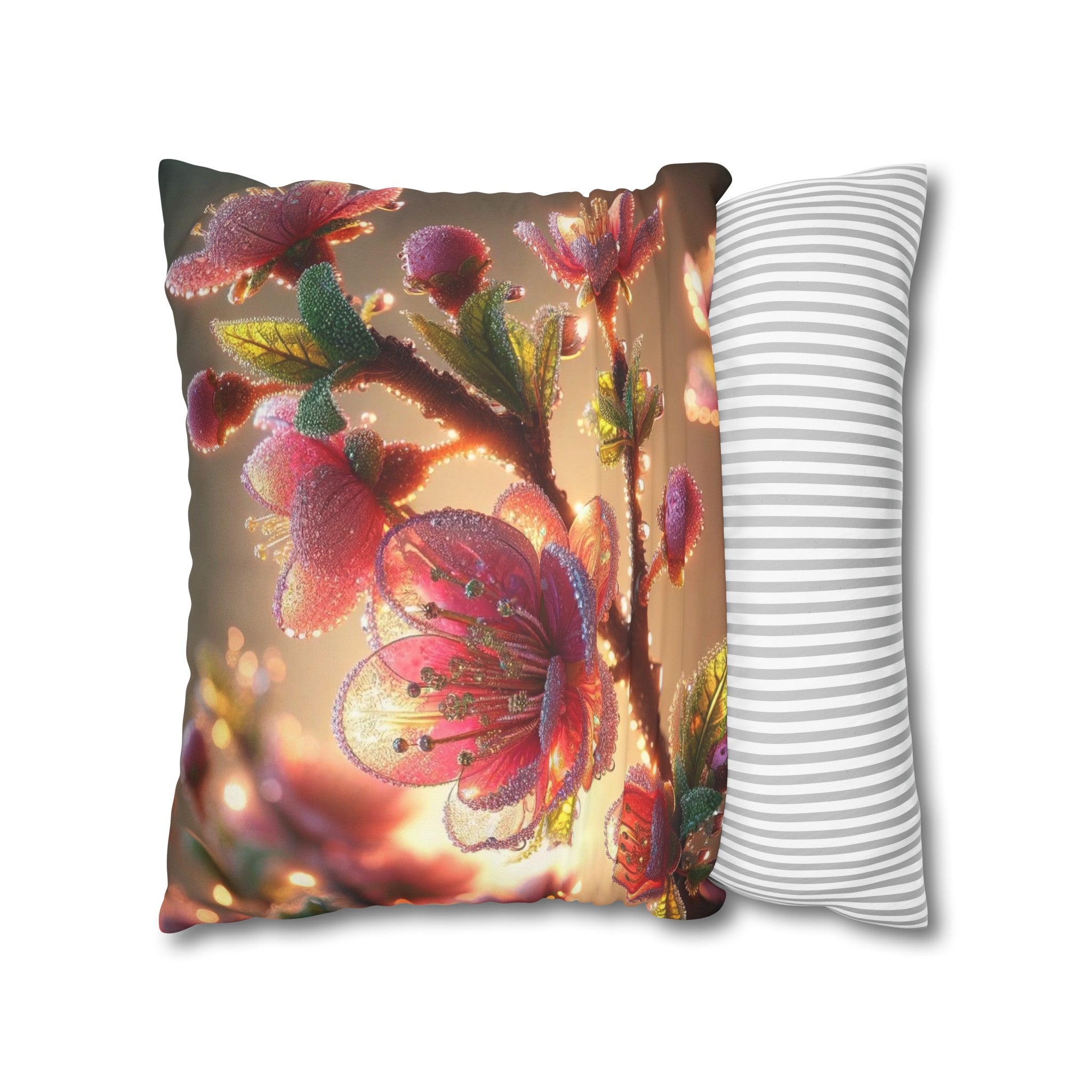 Pink diamond flowers (1) - Suede Square Pillowcase