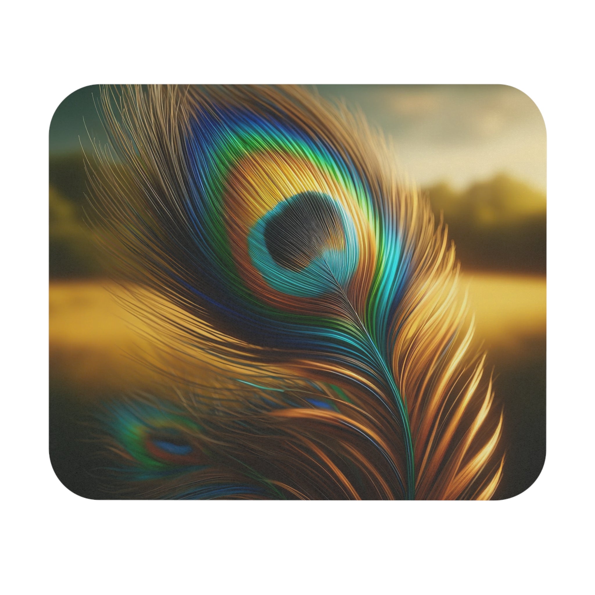 Peacock feather in a field - Mouse Pad (Rectangle)