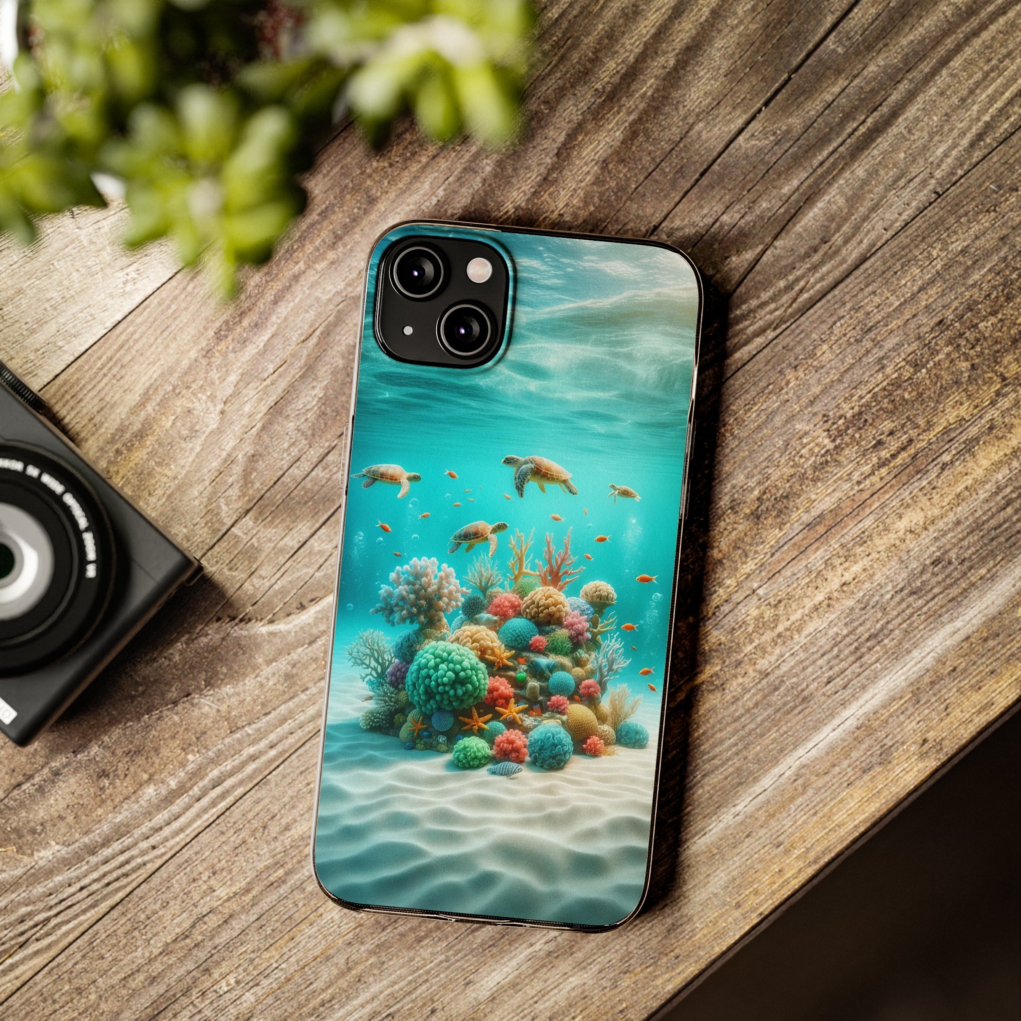 Turtles on coral reef - Soft Phone Case