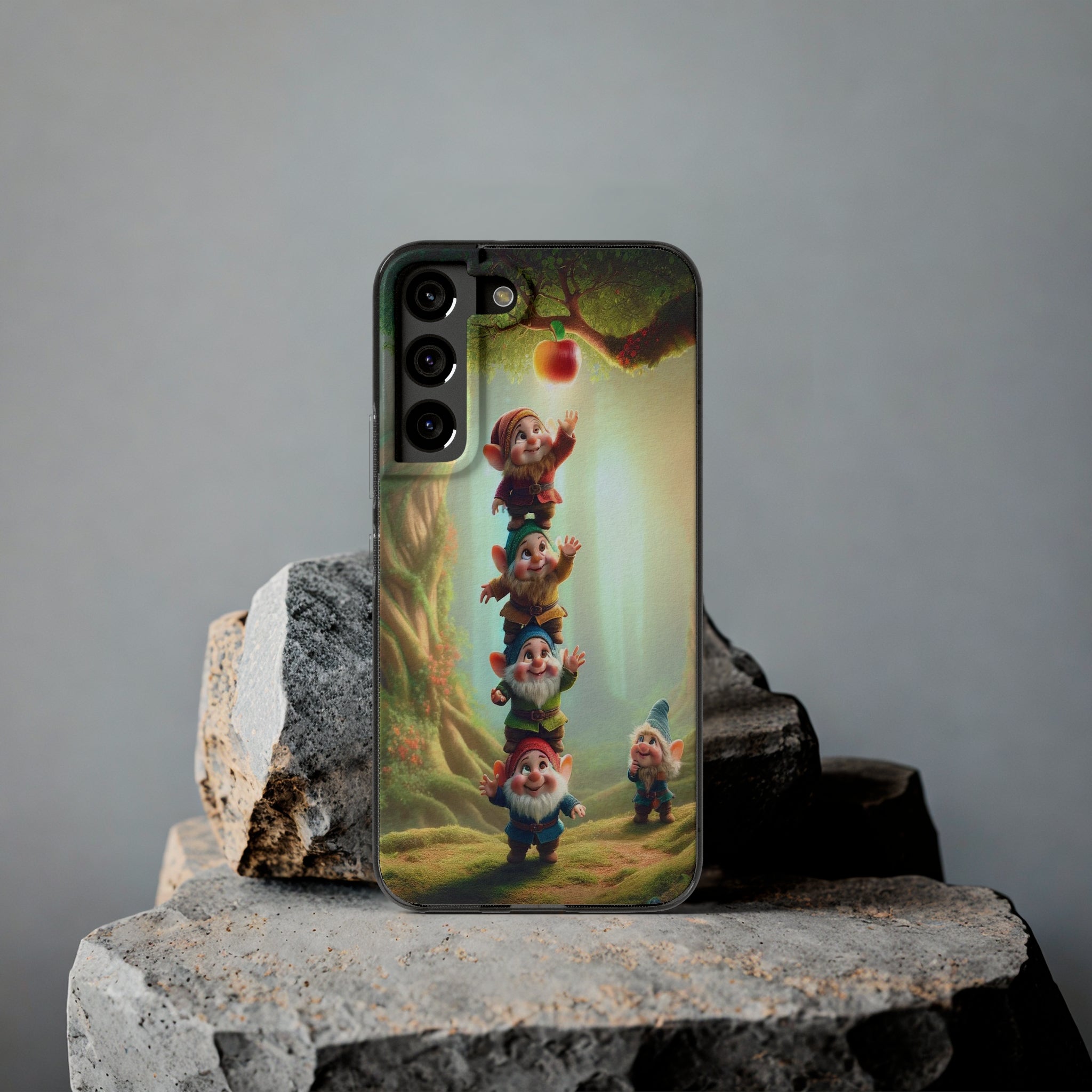 Gnomes reaching an apple - Soft Phone Case