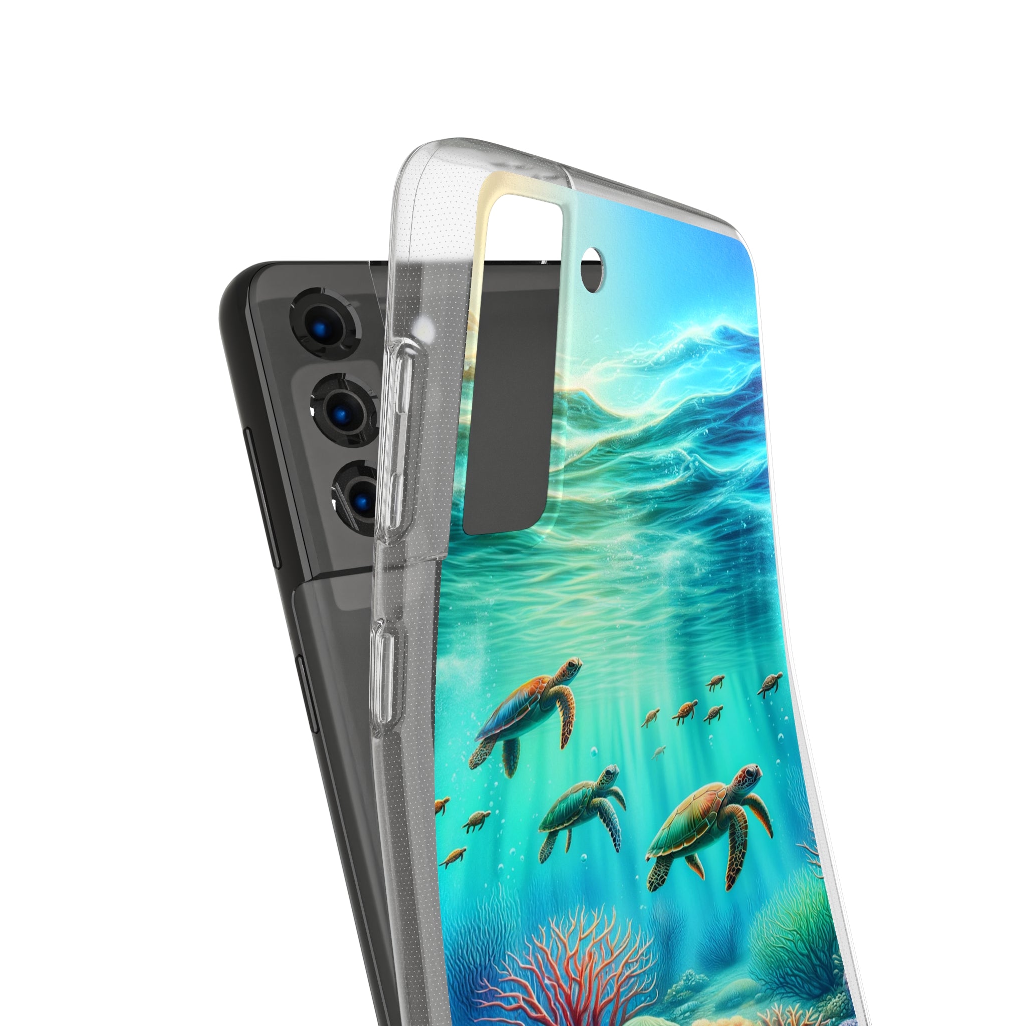 Turtles and coral reef - Soft Phone Case