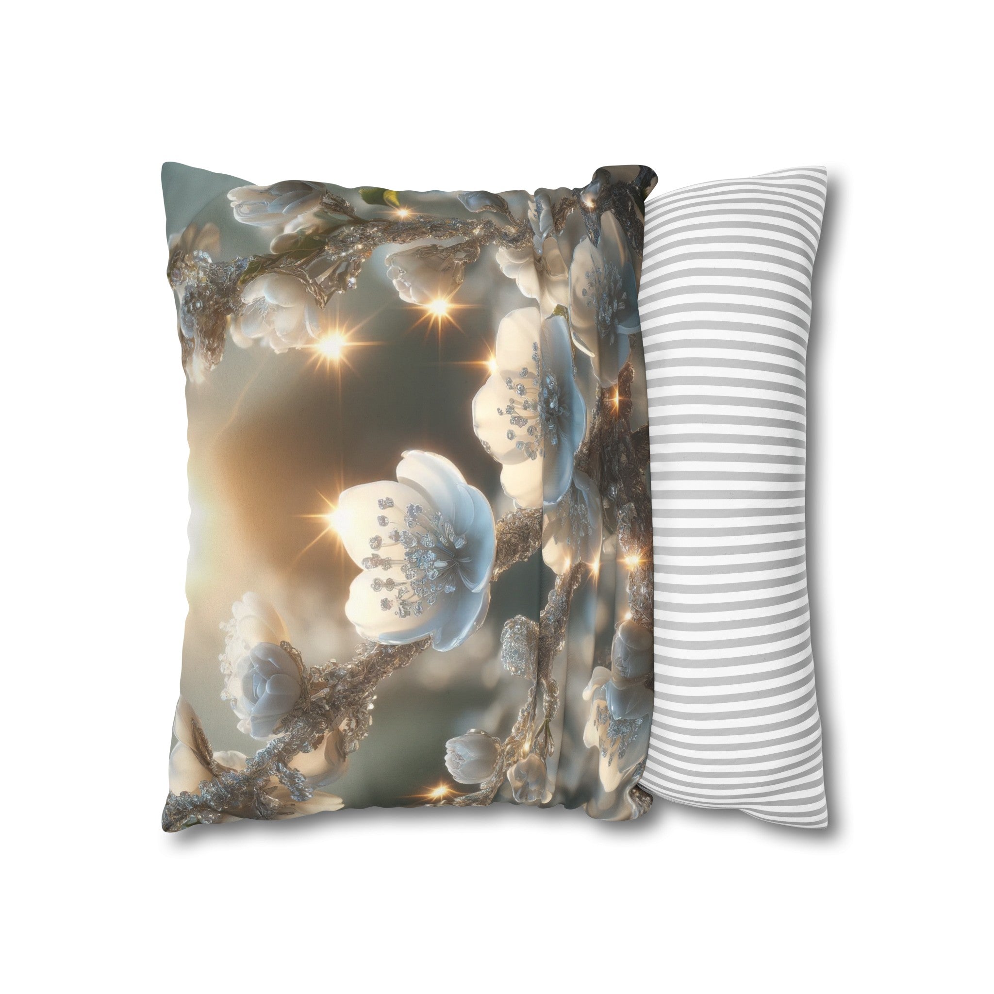 White, diamond flowers (1) - Suede Square Pillowcase