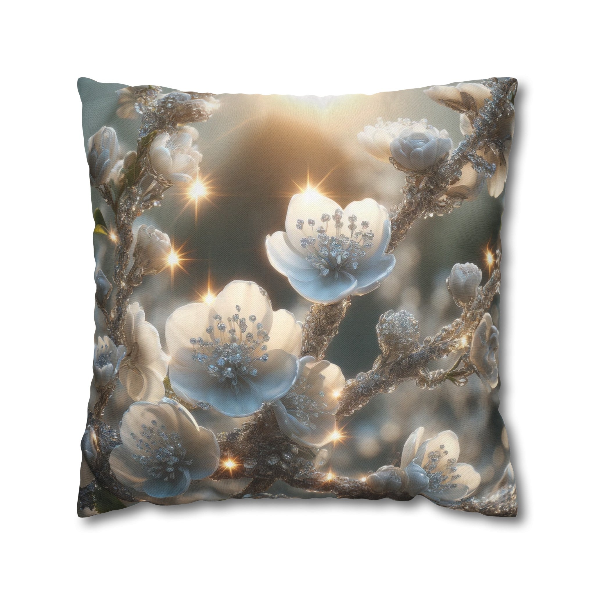 White diamond flowers (1) - Polyester Square Pillowcase