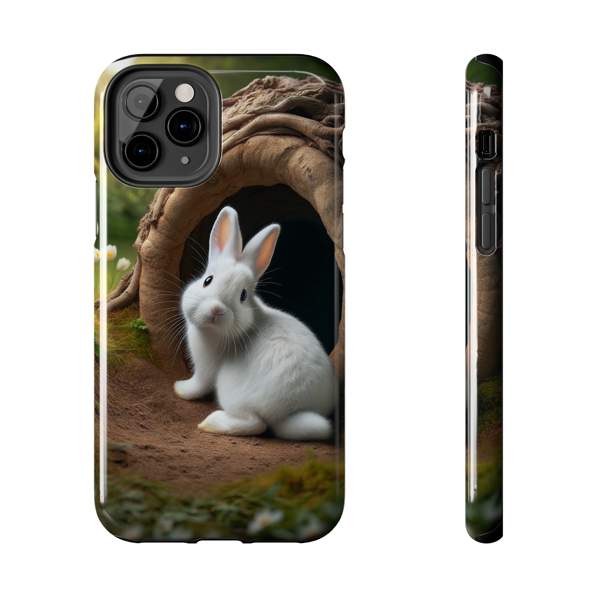 White curious rabbit - Tough Phone Case