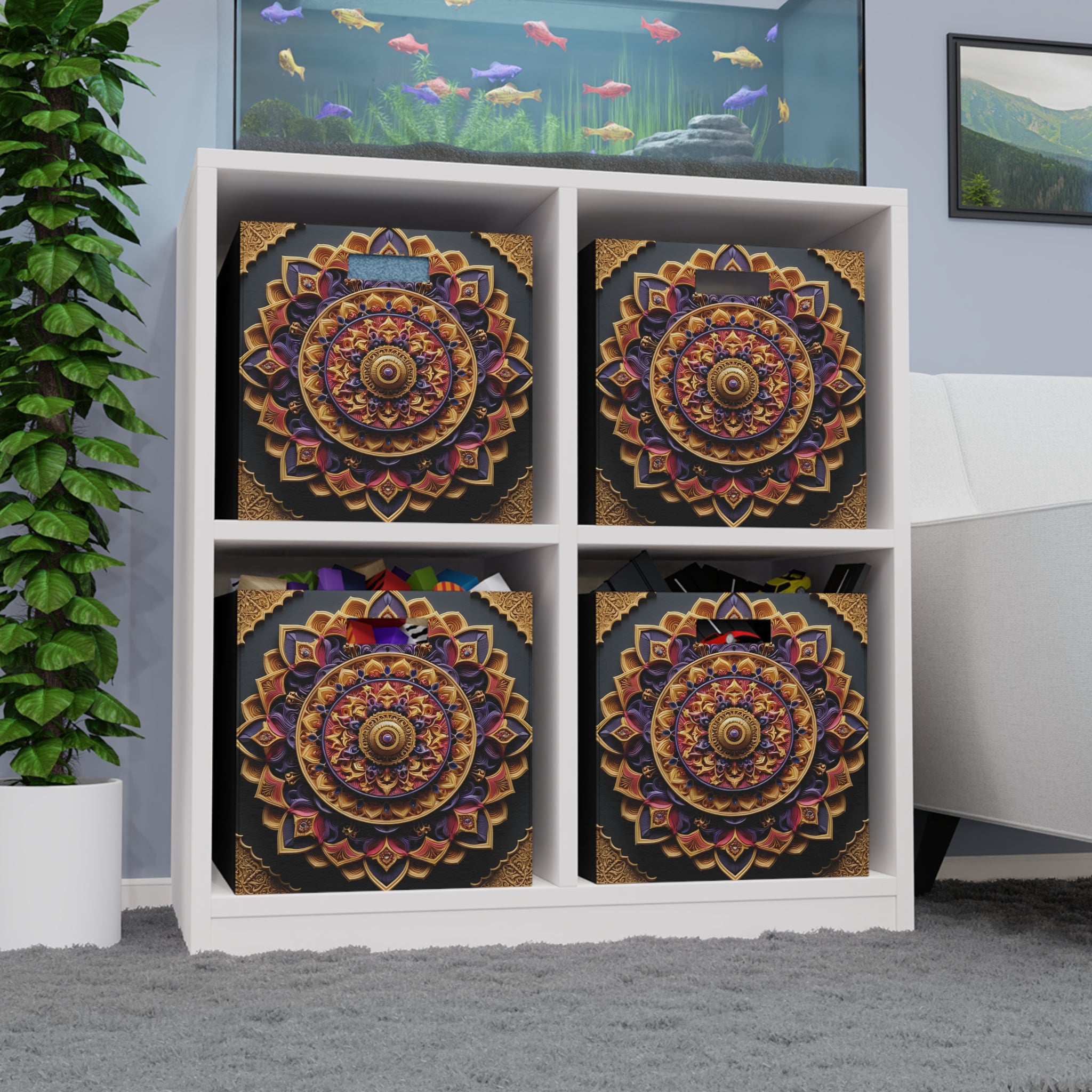 3D Purple-Golden mandala - Storage Box