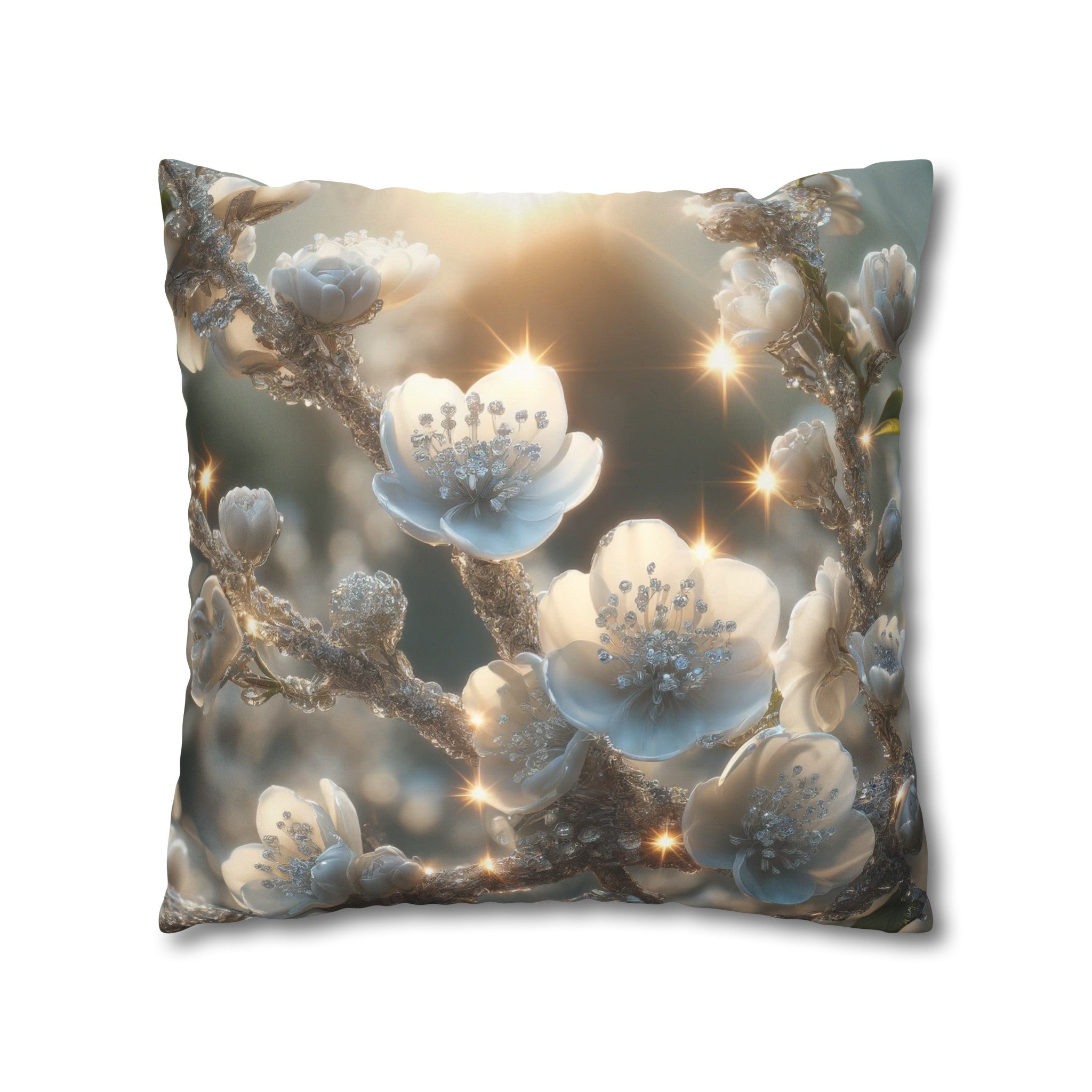 White, diamond flowers (1) - Suede Square Pillowcase