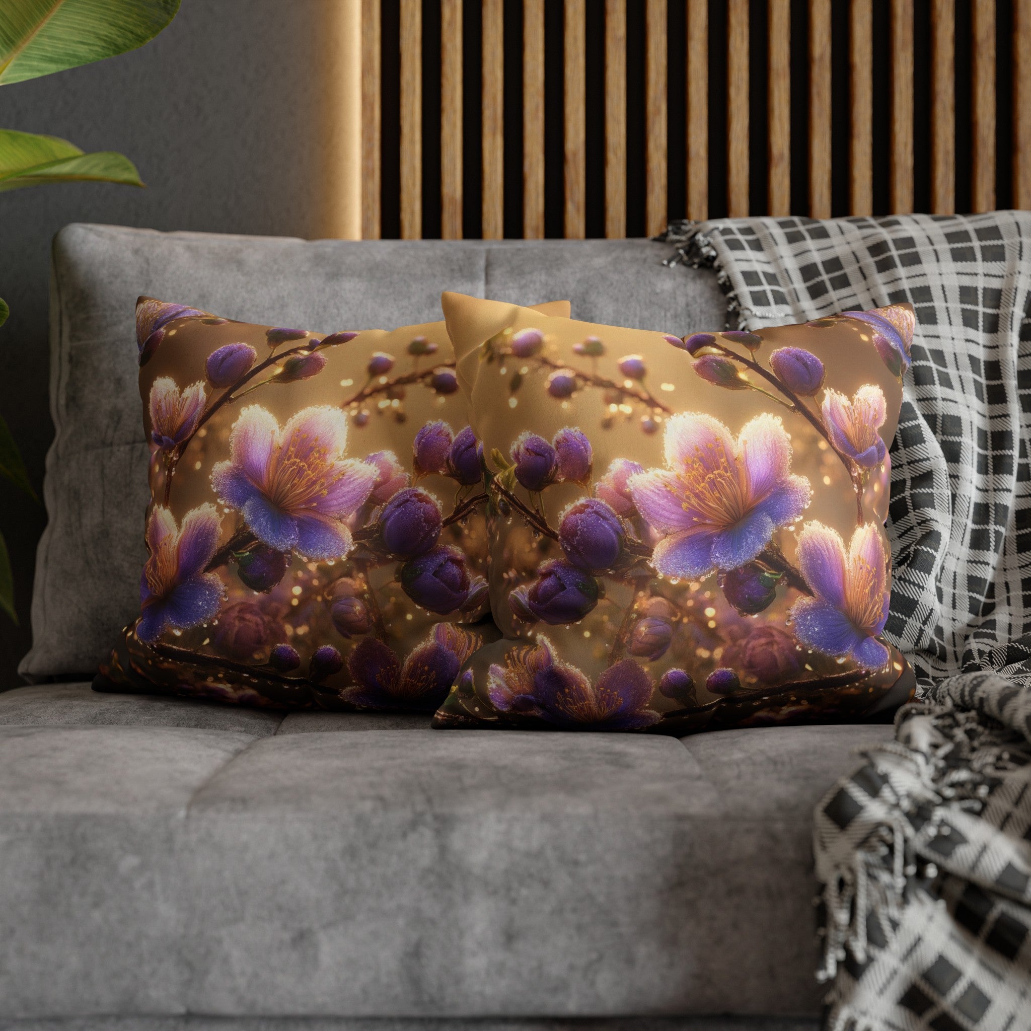 Purple diamond flowers (3) - Suede Square Pillowcase