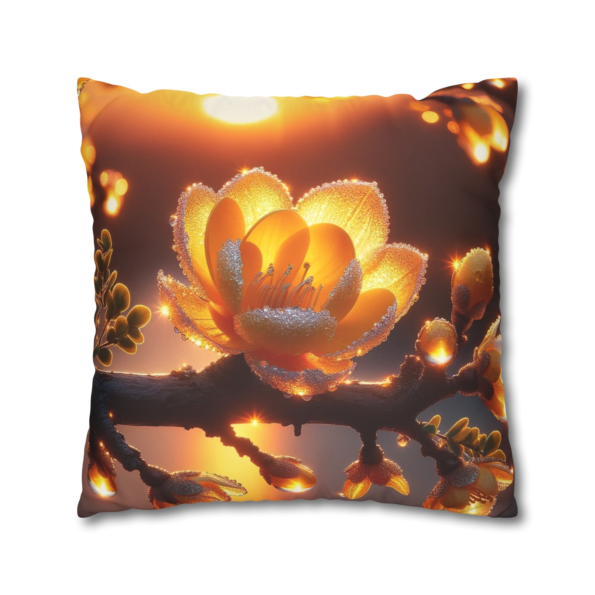 Yellow, diamond flowers (1) - Suede Square Pillowcase