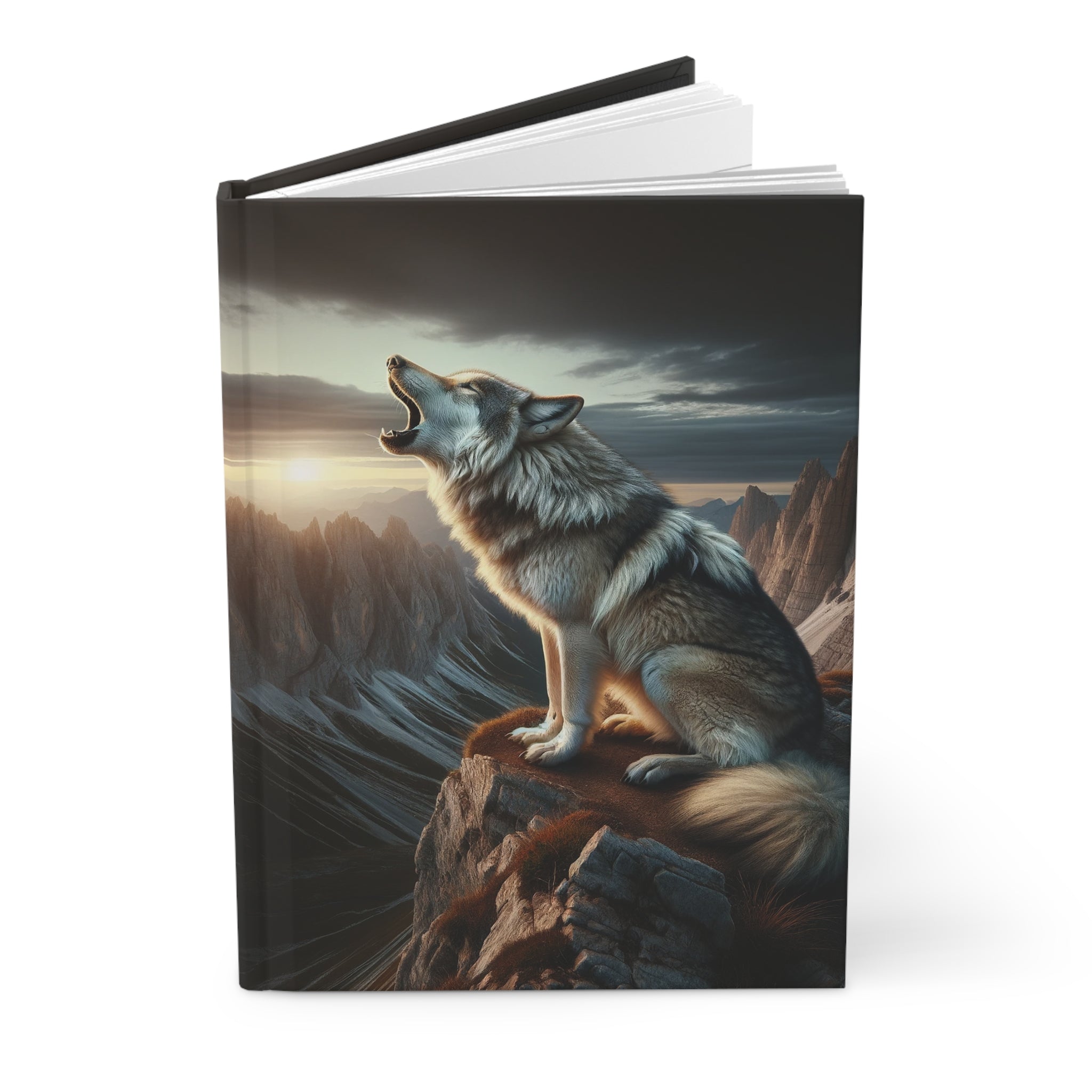 A howling wolf - Hardcover Notebook