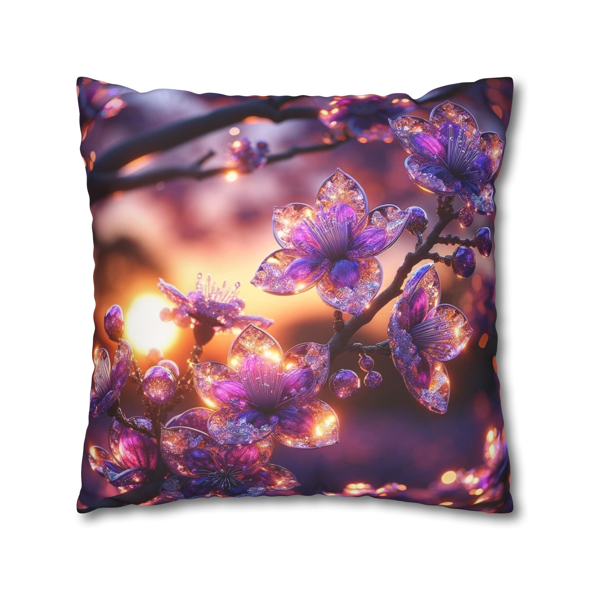 Purple diamond flowers (4) - Suede Square Pillowcase