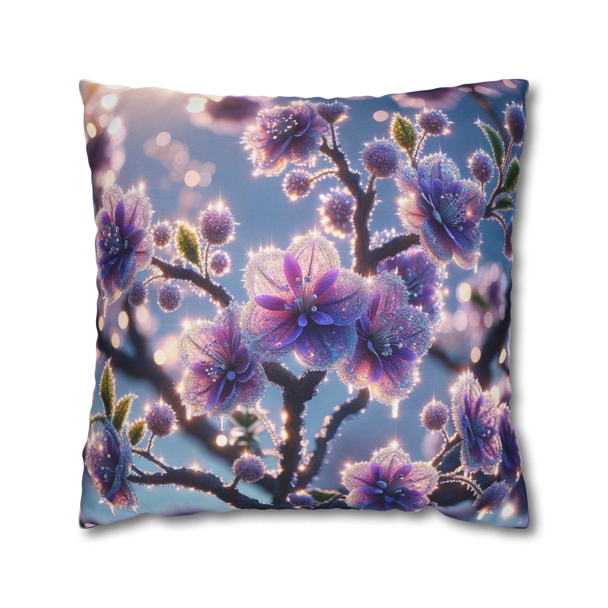 Purple diamond flowers (1) -  Polyester Square Pillowcase