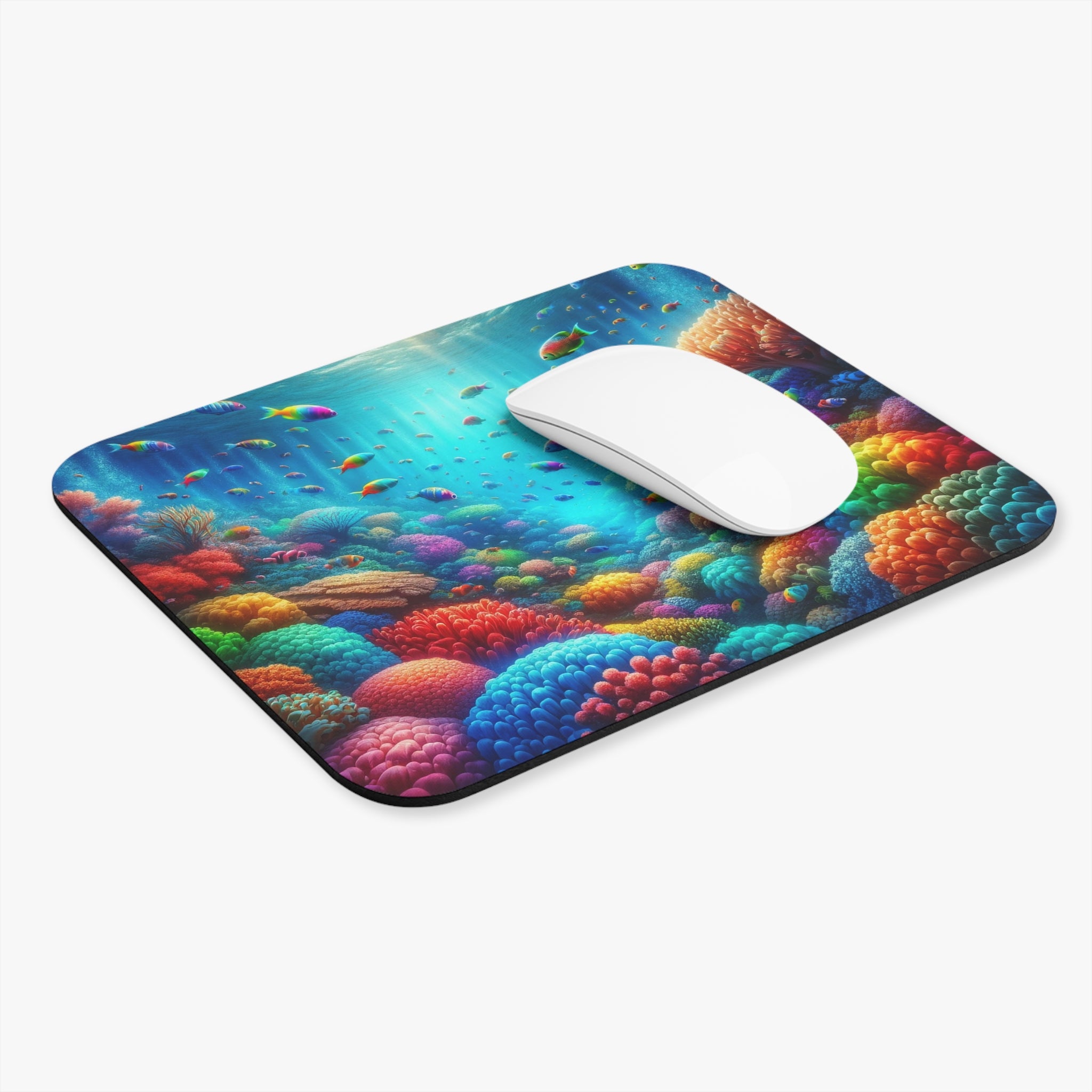 Colourful fish around coral reef - Mouse Pad (Rectangle)